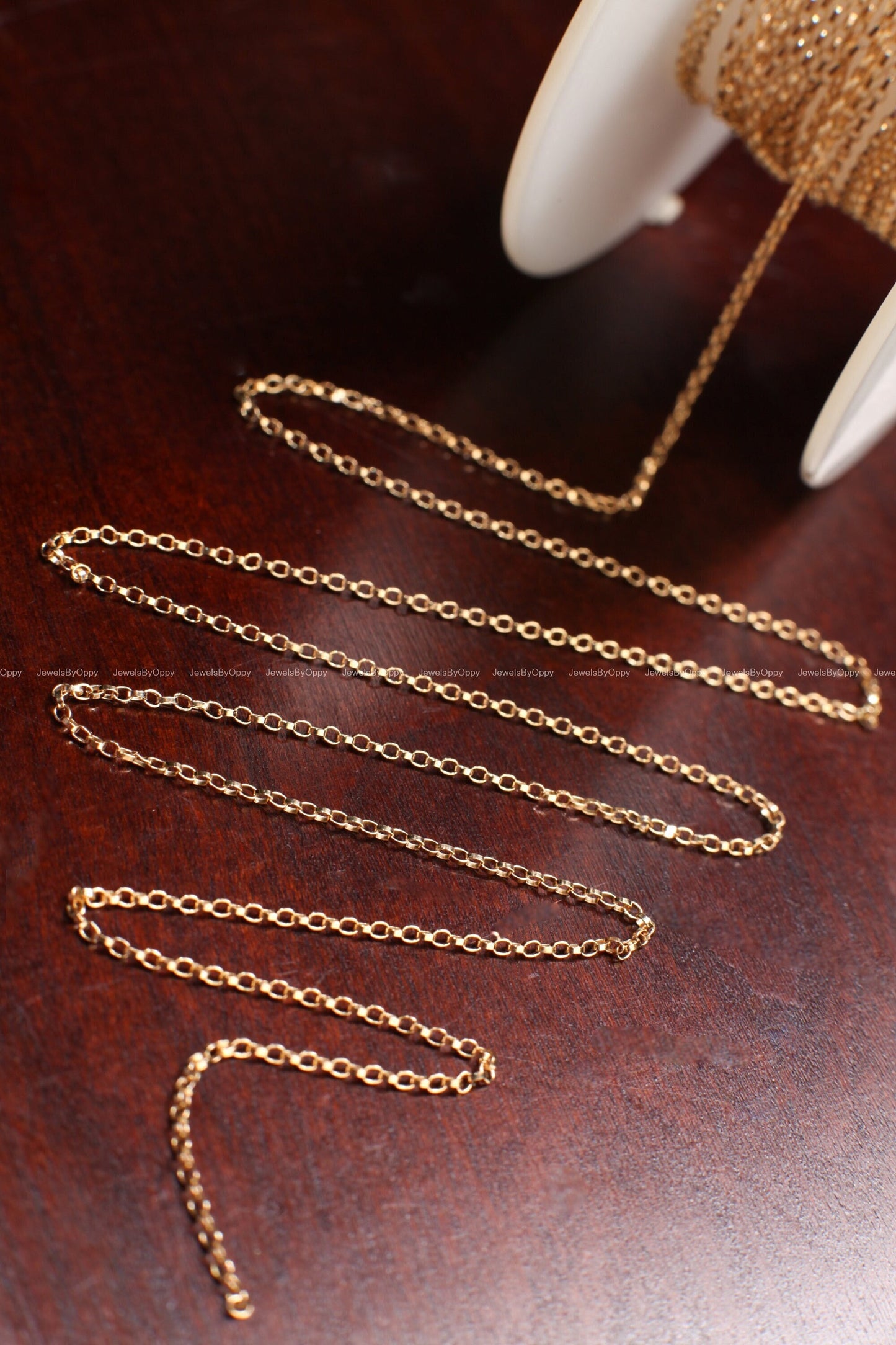 14K Gold Filled 1.1mm Rolo Chain, Jewelry Making Unfinished Italian Chain