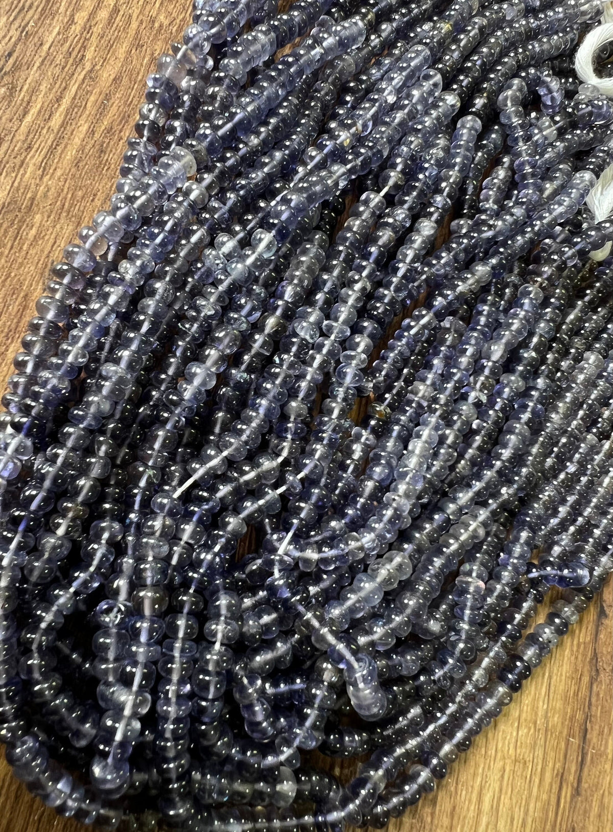 Natural Ombre Iolite Shaded 5-5.5mm large smooth Roundel Iolite rare 6” and 12” strand . Beautiful water,Violet blue shaded iolite beads .