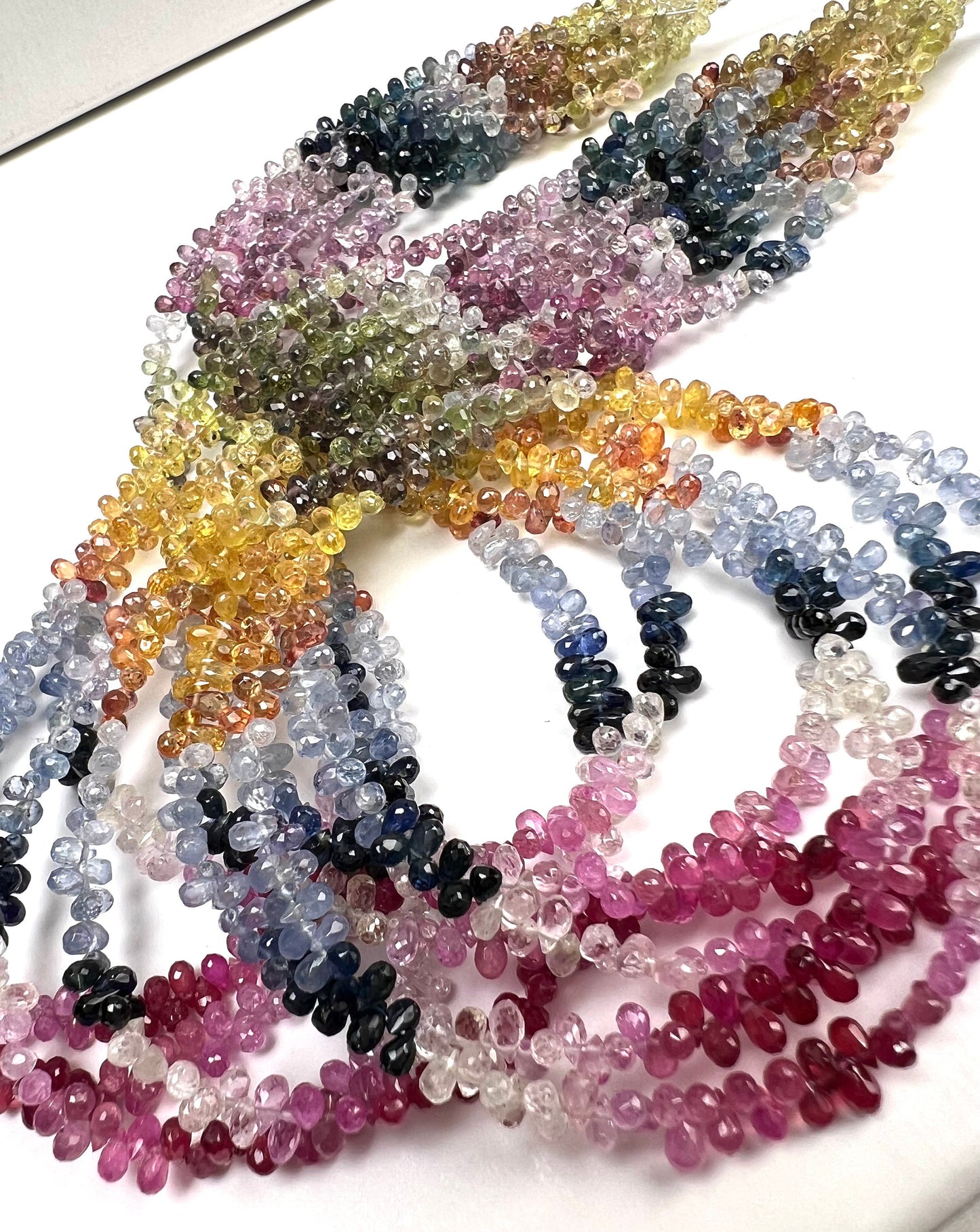 Natural Multi Sapphire Pear Drop 2.5x3.5-4mm Sapphire Micro Faceted Pear Drop, AAA clear Gem quality Gemstone 30 pieces , 60 pcs