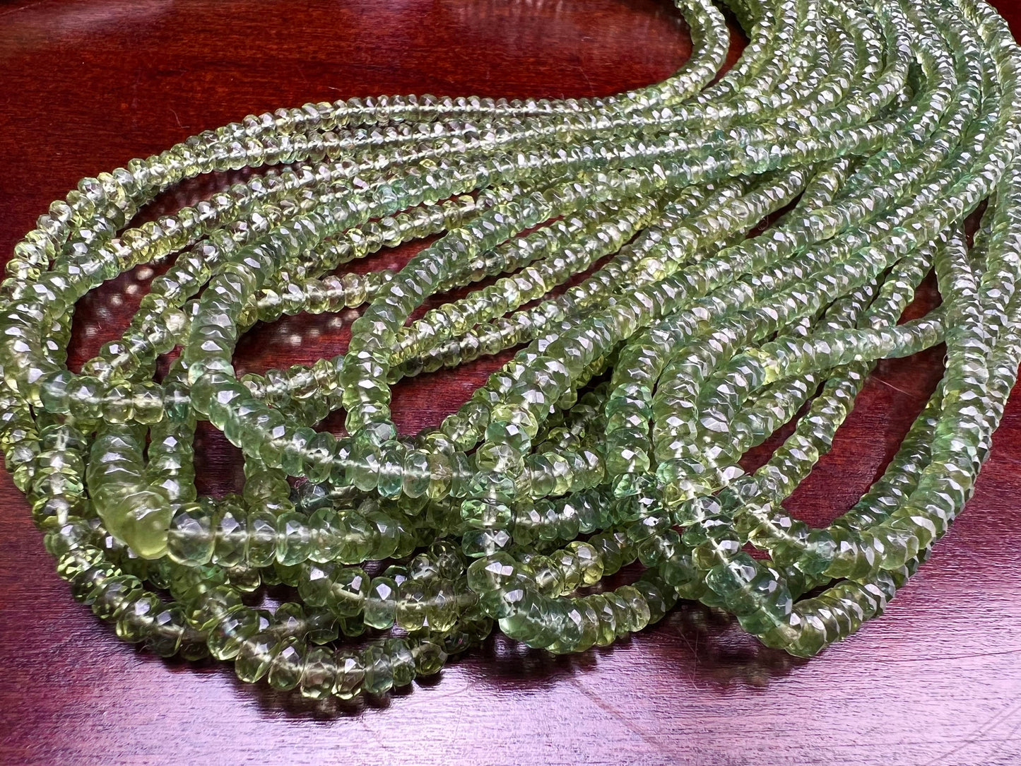 Natural Green Apatite 3-4.5 faceted roundel beads for jewelry making beads 6.5",13" strand