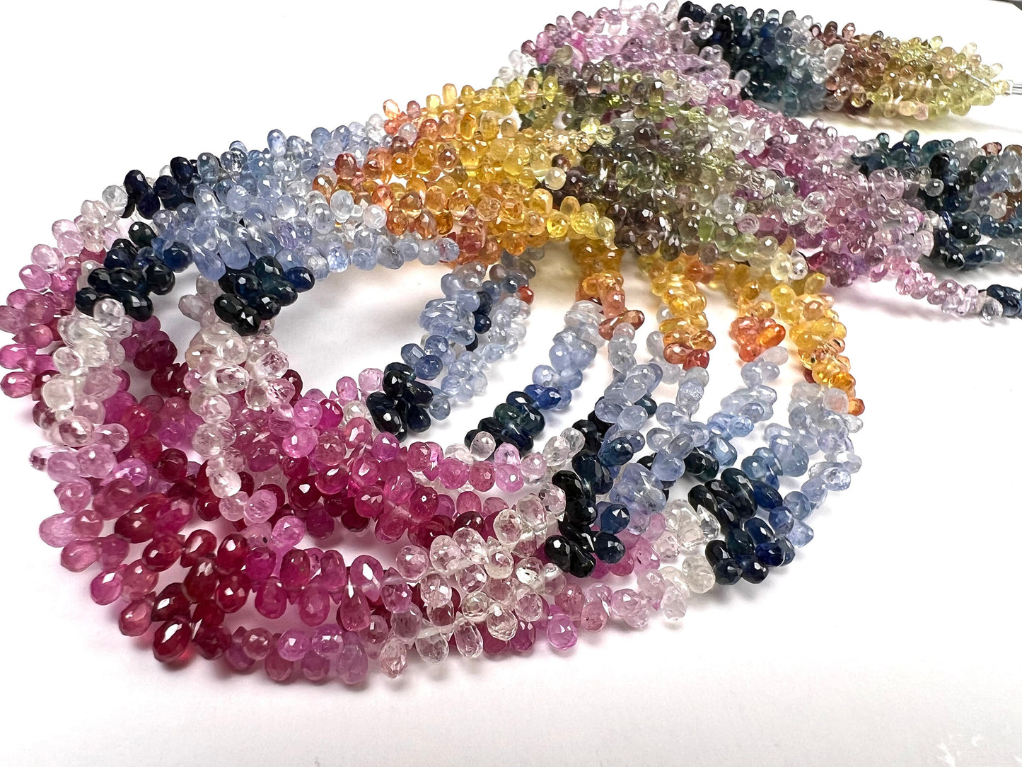 Natural Multi Sapphire Pear Drop 2.5x3.5-4mm Sapphire Micro Faceted Pear Drop, AAA clear Gem quality Gemstone 30 pieces , 60 pcs
