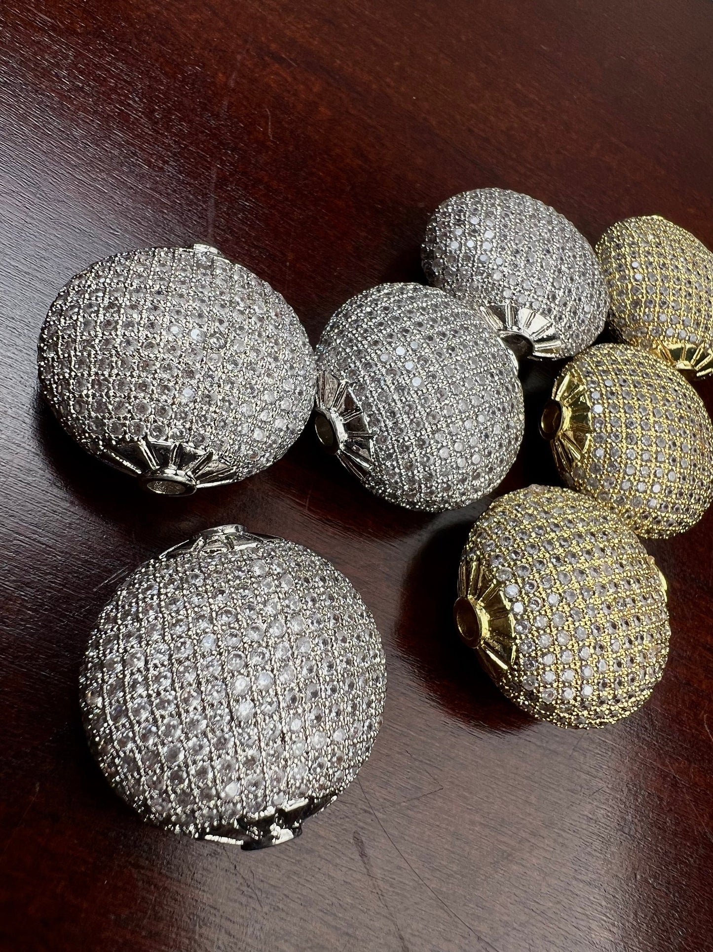 CZ Diamond micro pave puff Disk spacer Bead huge large size 24x24mm high quality non tarnish cubic Zirconia jewelry making charm bead,1pc