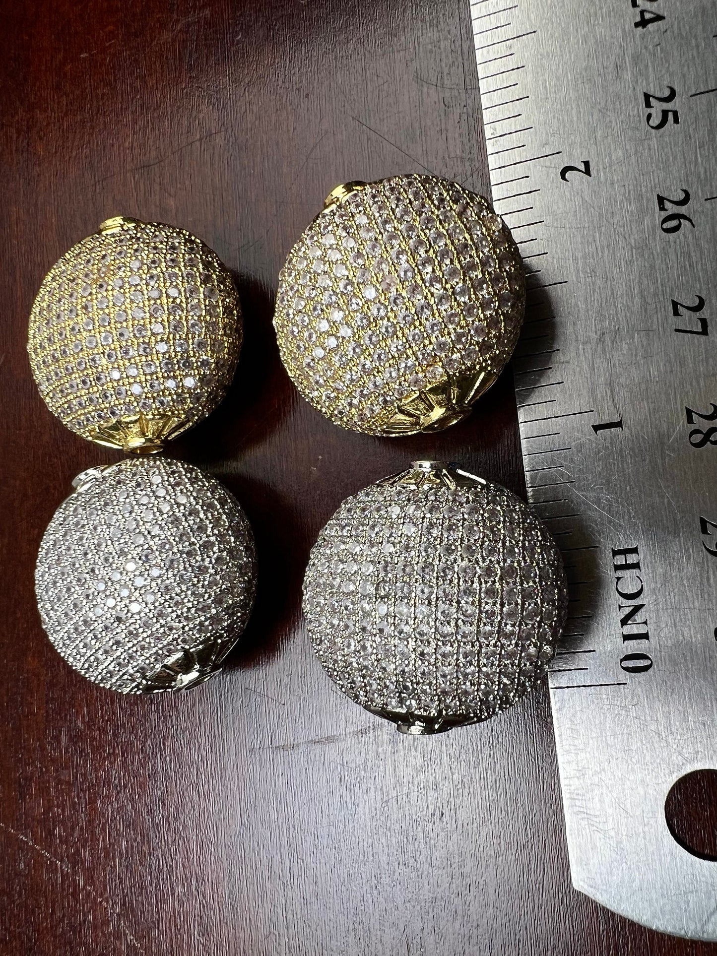 CZ Diamond micro pave puff Disk spacer Bead huge large size 24x24mm high quality non tarnish cubic Zirconia jewelry making charm bead,1pc