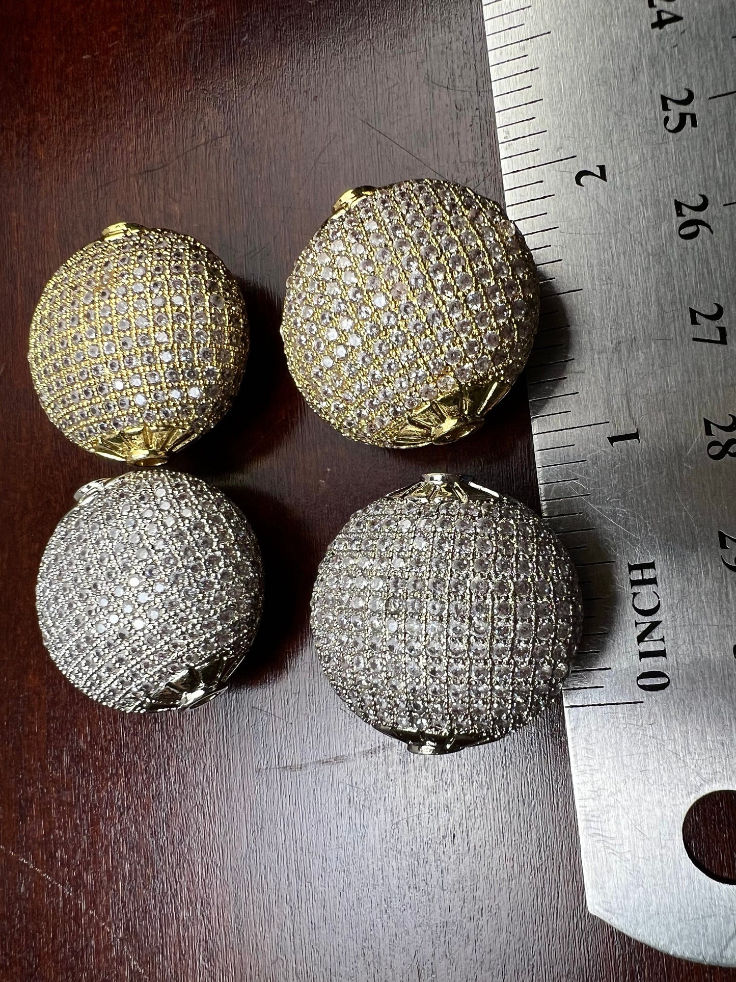 CZ Diamond micro pave puff Disk spacer Bead huge large size 24x24mm high quality non tarnish cubic Zirconia jewelry making charm bead,1pc