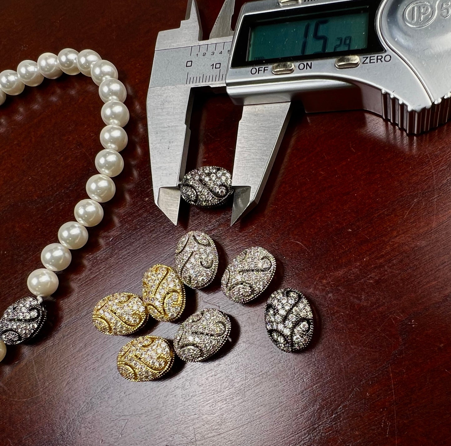 CZ micro pave diamond puff oval spacer Bead 11x15, 13x18, 19x27mm victorian high quality non Tarnish cubic Zirconia jewelry making charm