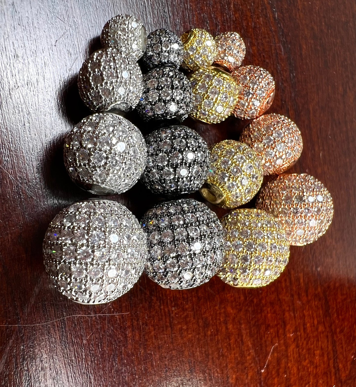 CZ micro pave diamond style ball spacer Bead non tarnish quality 6,8,10,12mm cubic Zirconia jewelry making spacer .1 pc