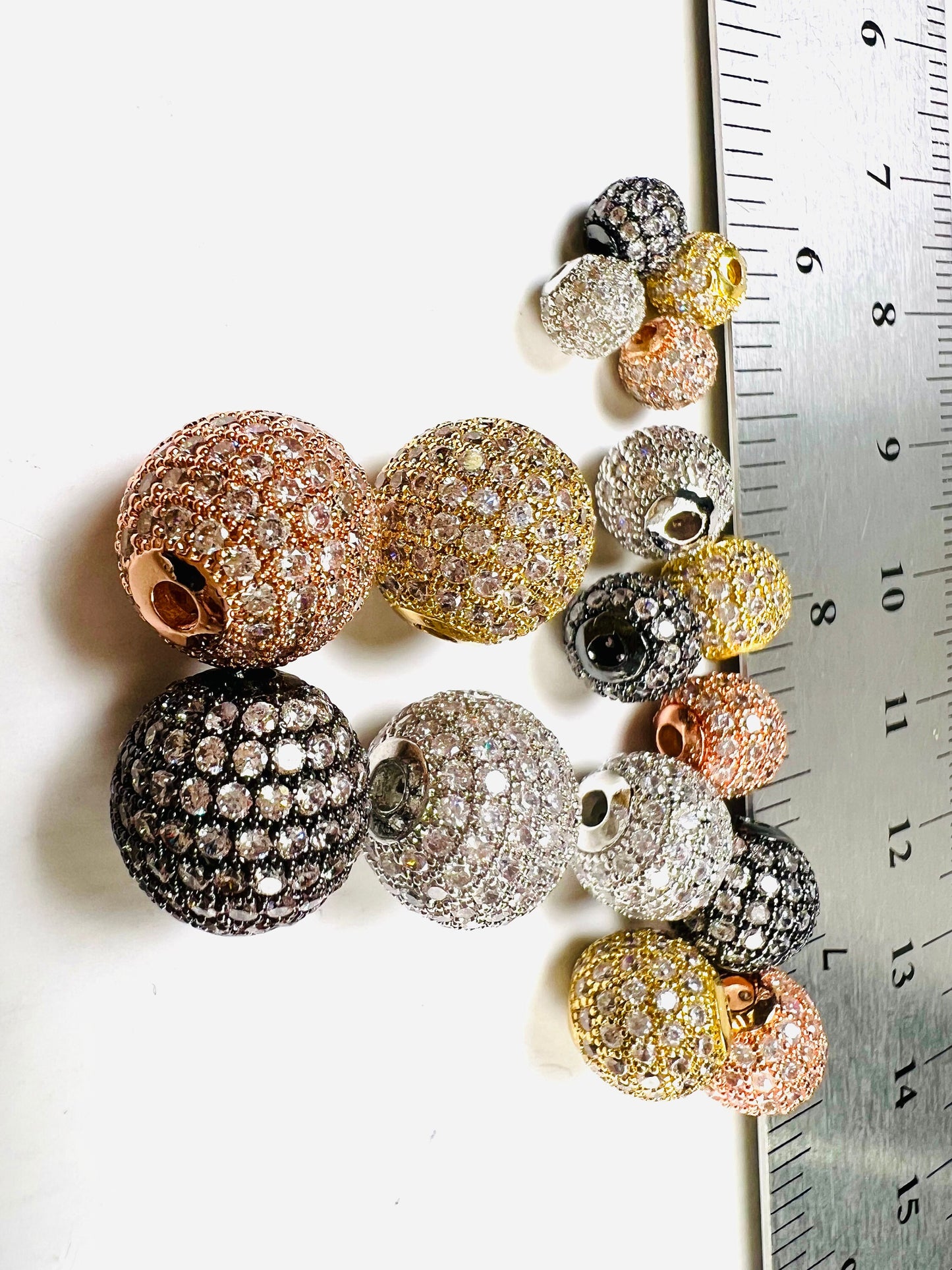 CZ micro pave diamond style ball spacer Bead non tarnish quality 6,8,10,12mm cubic Zirconia jewelry making spacer .1 pc