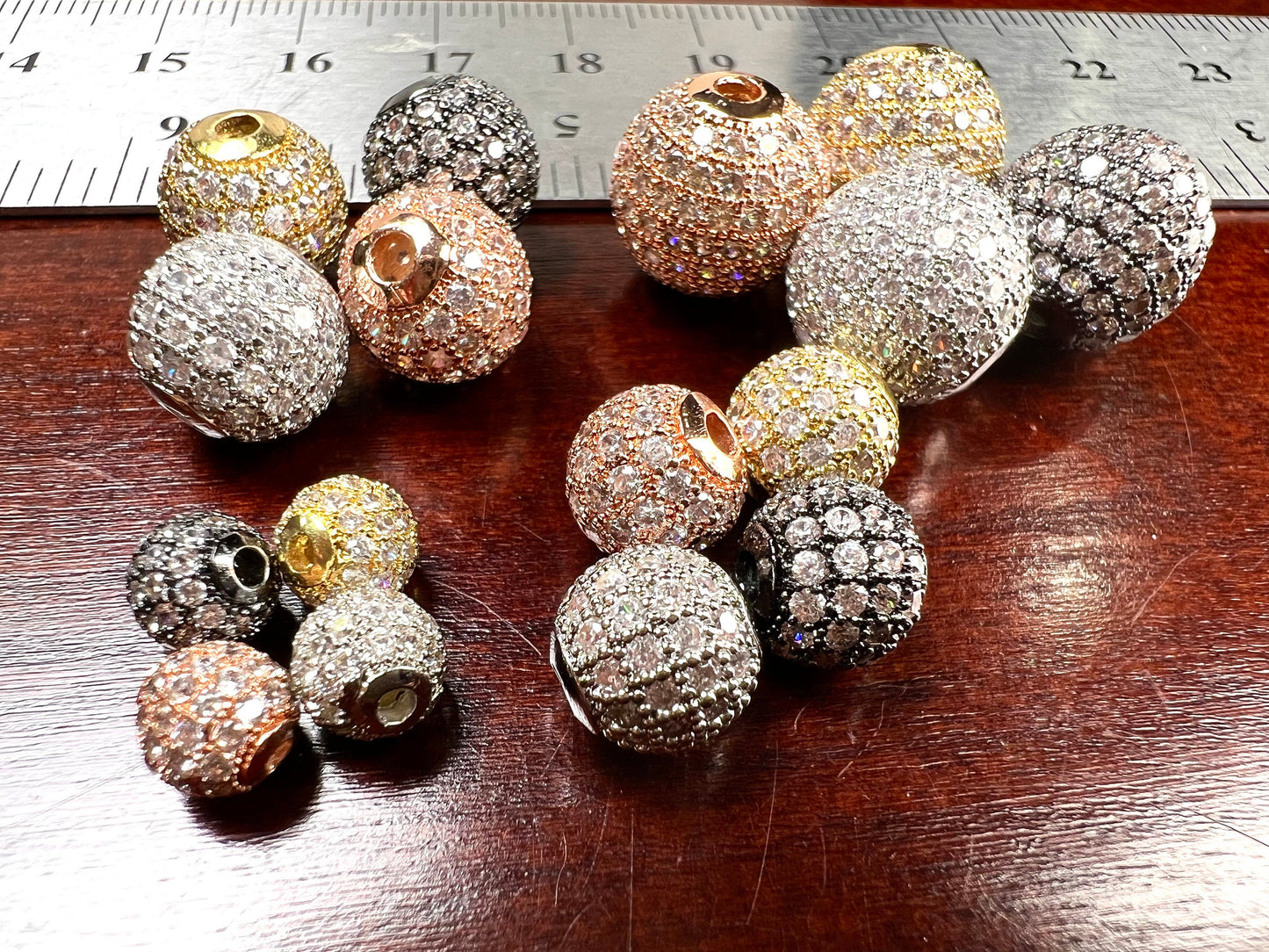 CZ micro pave diamond style ball spacer Bead non tarnish quality 6,8,10,12mm cubic Zirconia jewelry making spacer .1 pc