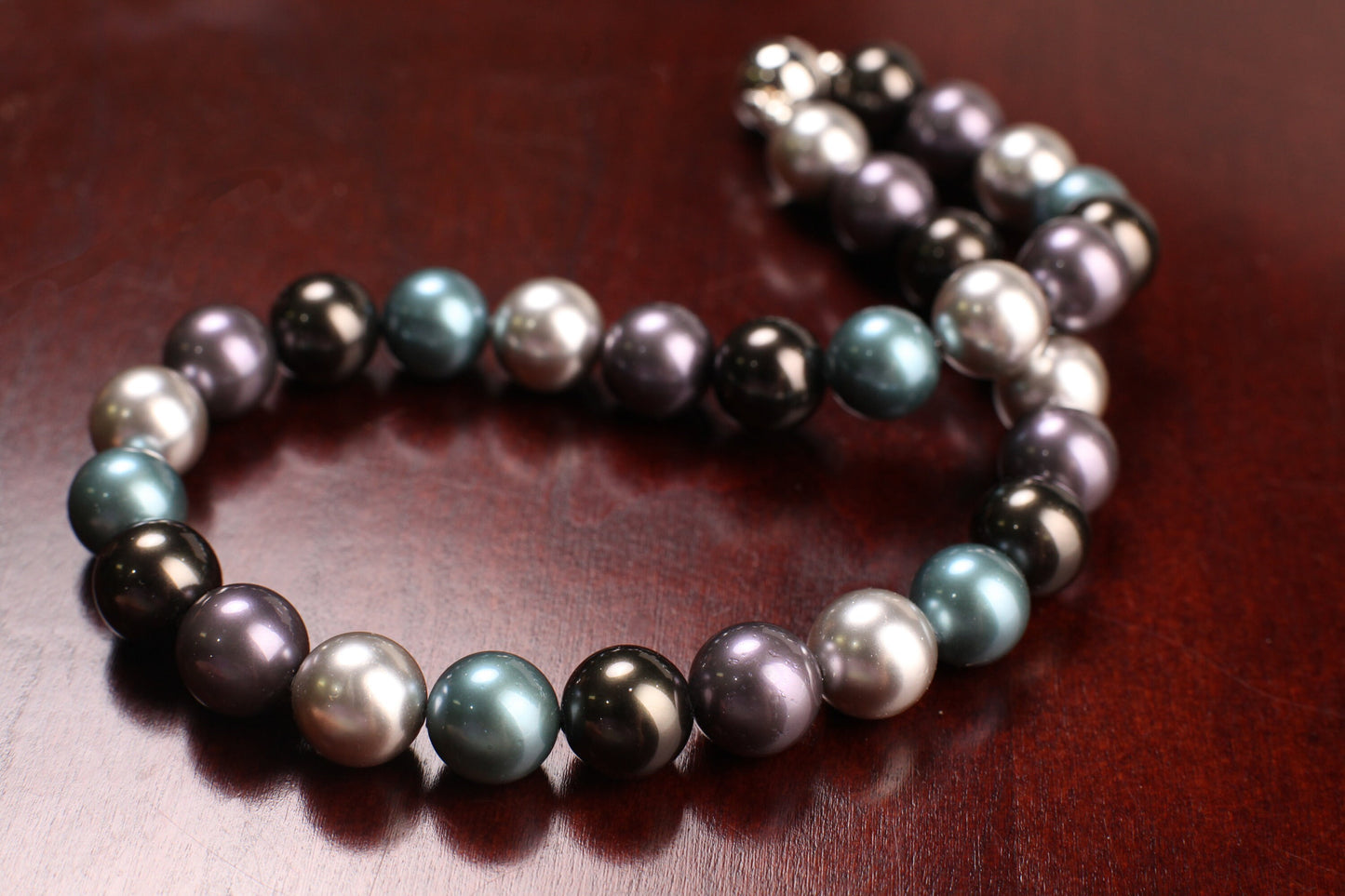 Tri color 12mm Multi blue teal silver South Seashell Pearl Necklace 16-38" choice, Bridal ,Evening wear, party , Elegant gift