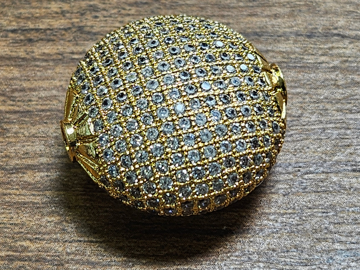 CZ Diamond micro pave puff Disk spacer Bead huge large size 24x24mm high quality non tarnish cubic Zirconia jewelry making charm bead,1pc