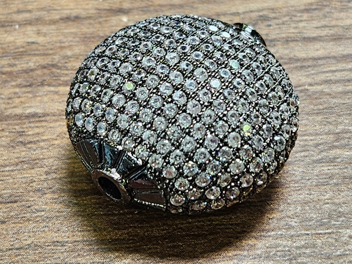 CZ Diamond micro pave puff Disk spacer Bead huge large size 24x24mm high quality non tarnish cubic Zirconia jewelry making charm bead,1pc