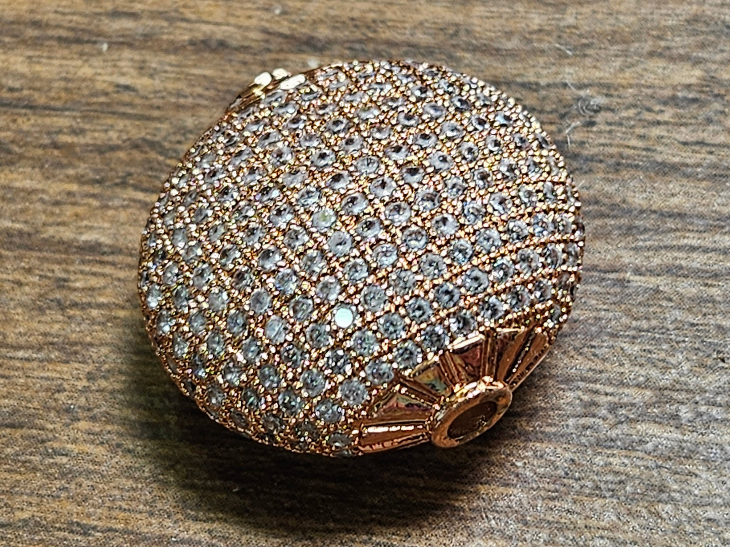 CZ Diamond micro pave puff Disk spacer Bead huge large size 24x24mm high quality non tarnish cubic Zirconia jewelry making charm bead,1pc