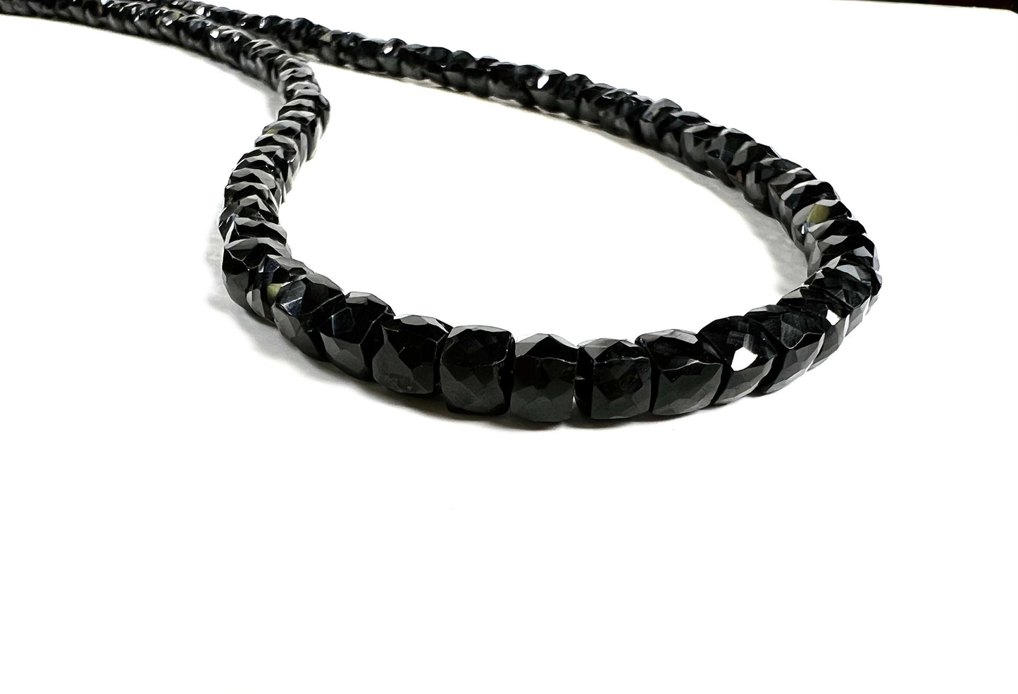 Black Spinel 4mm Square Cube Shape Layering Necklace for Men and Women 14"- 36" 925 Sterling Silver Clasp