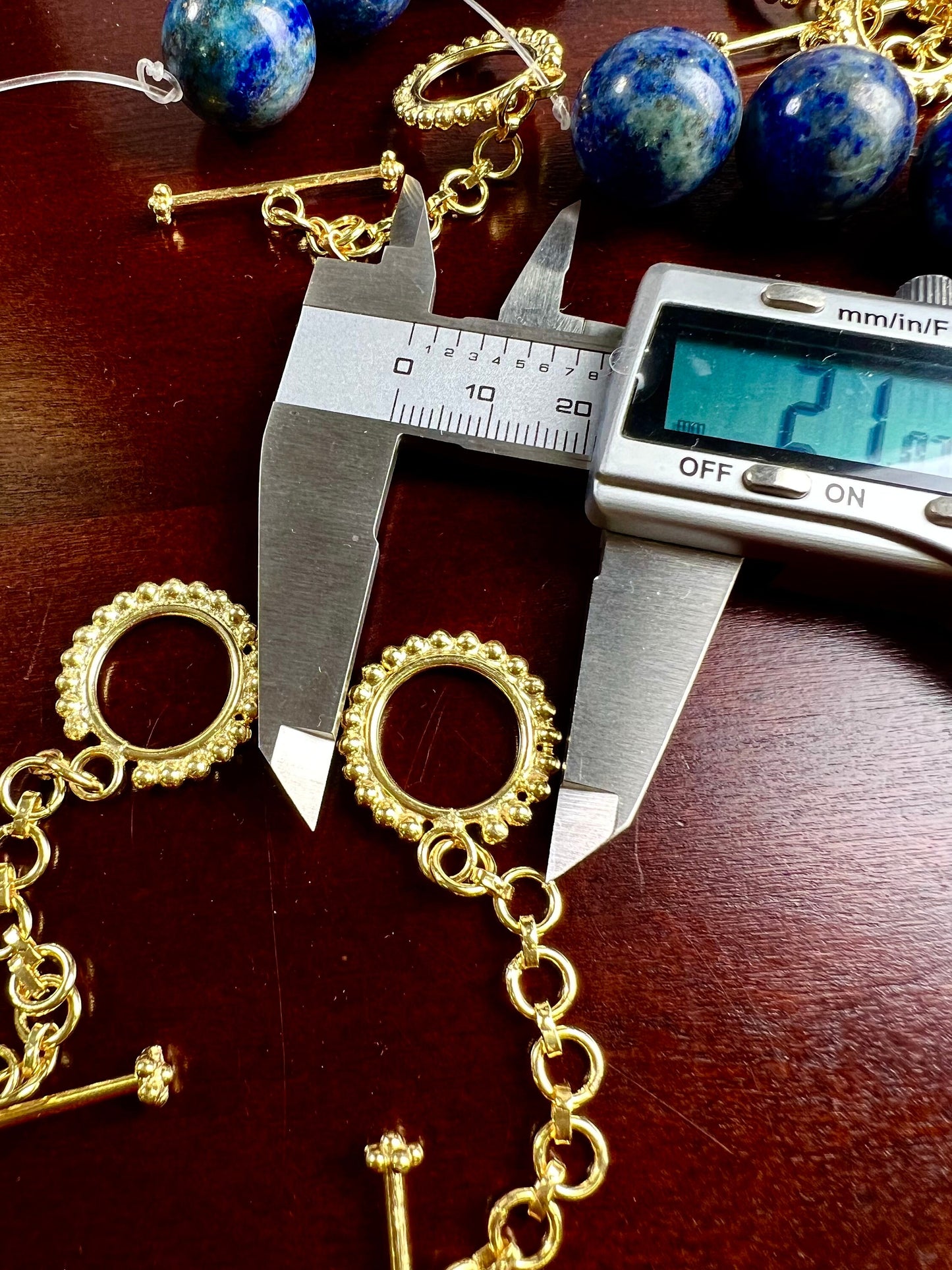 22K Gold Vermeil 925 Sterling Silver Bali fancy Toggle adjustable clasp , 21.5mm Circle, heavy weight, Vintage Handmade Clasp, 1 set or 2