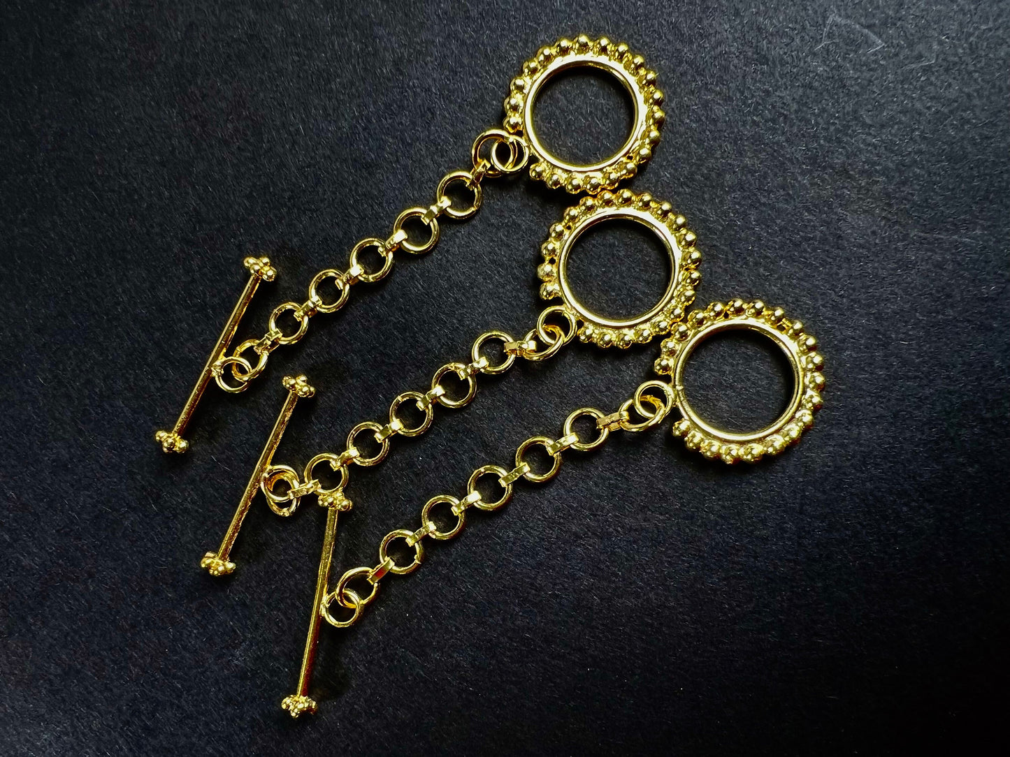 22K Gold Vermeil 925 Sterling Silver Bali fancy Toggle adjustable clasp , 21.5mm Circle, heavy weight, Vintage Handmade Clasp, 1 set or 2