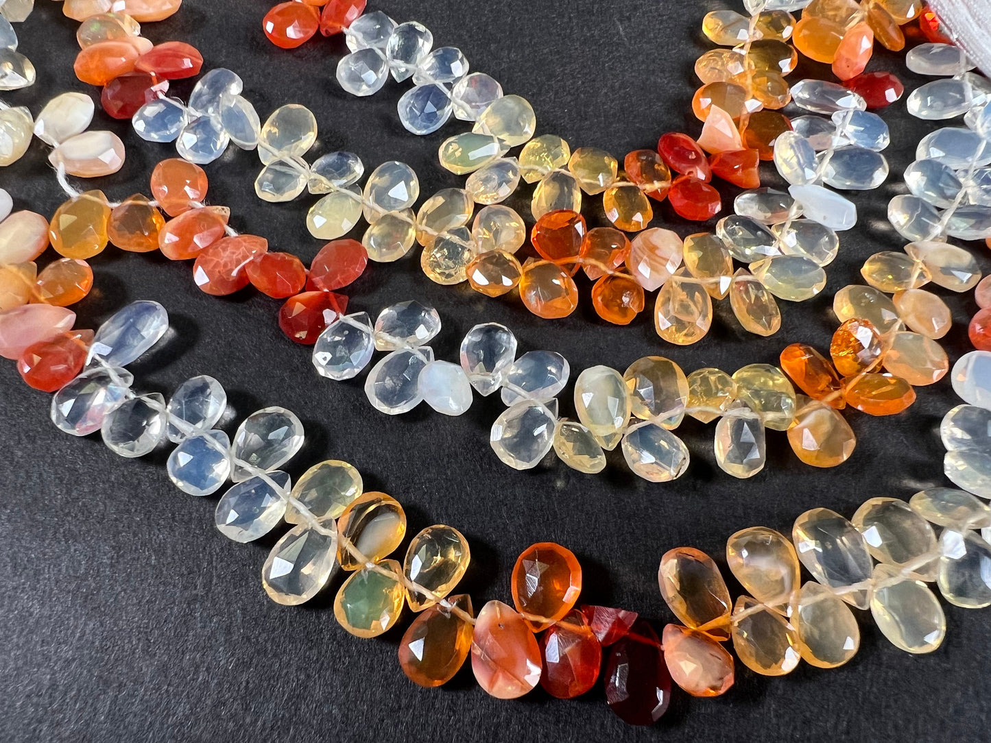 Natural mexican fire opal tear drop 6x8-9mm elegant jewelry making drop beads