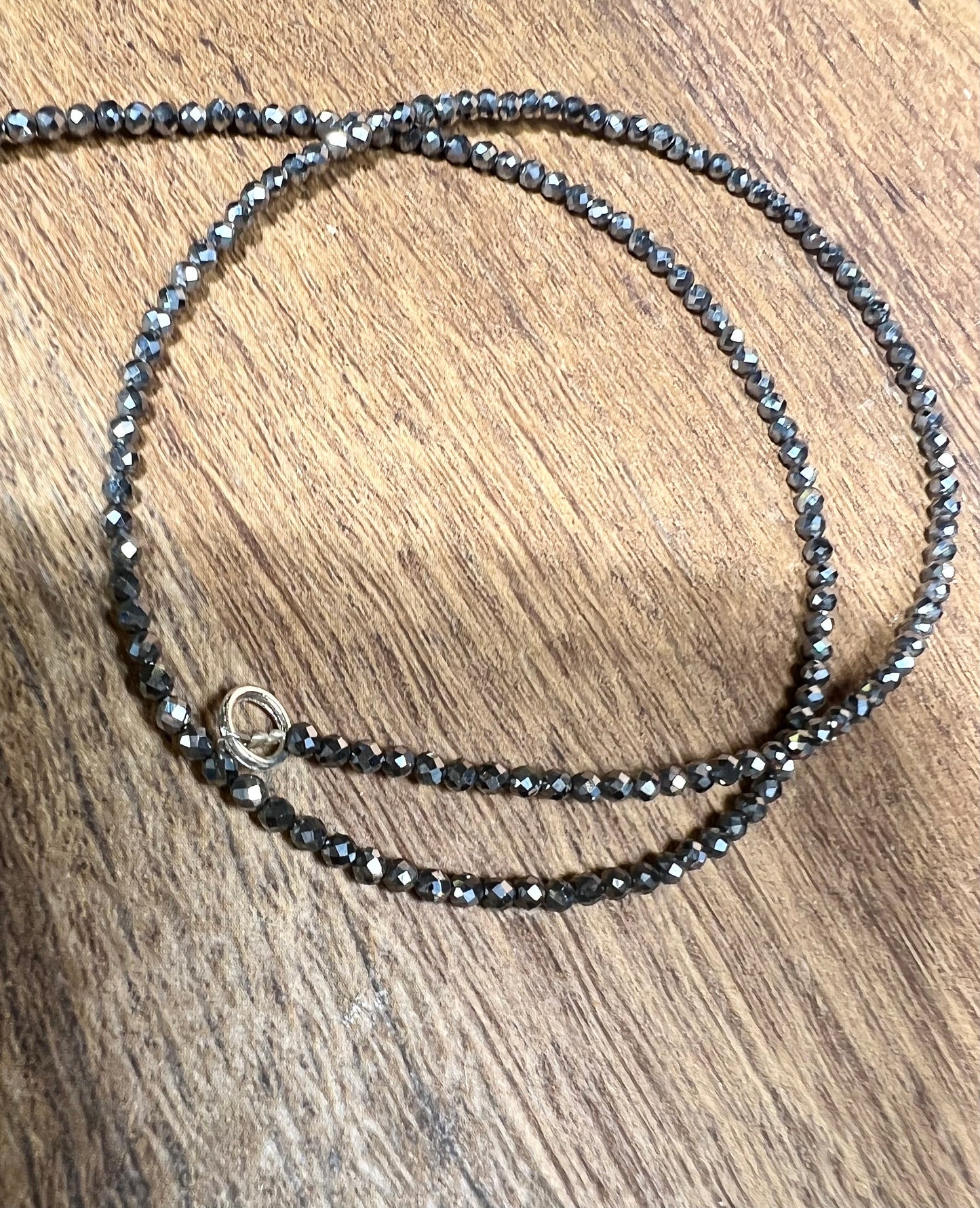 Genuine Terahertz Necklace Faceted 2mm Round Diamond Cut Choker Minimalist, prom, graduation,Layering Necklace healing gemstone