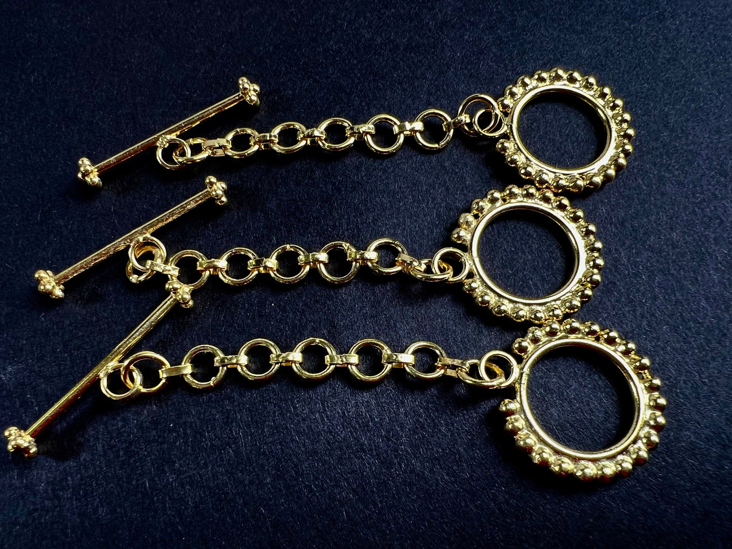 22K Gold Vermeil 925 Sterling Silver Bali fancy Toggle adjustable clasp , 21.5mm Circle, heavy weight, Vintage Handmade Clasp, 1 set or 2