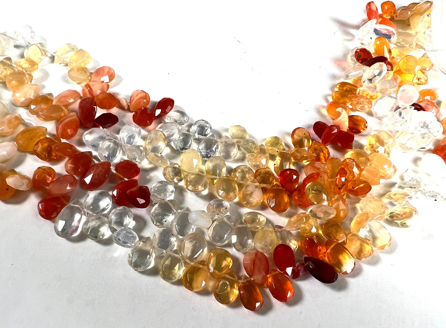 Natural mexican fire opal tear drop 6x8-9mm elegant jewelry making drop beads