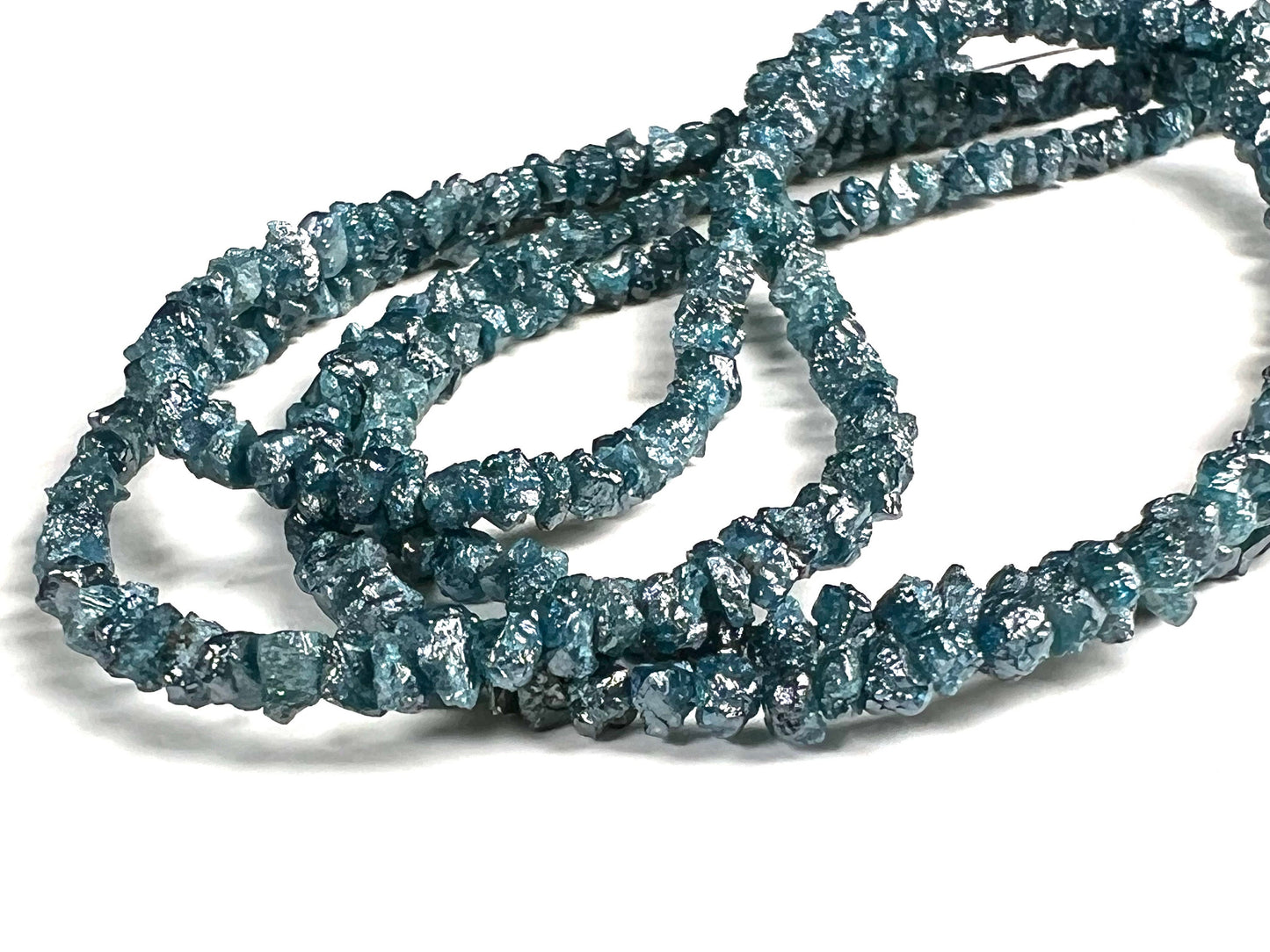 Natural Blue Diamond Raw Uncut nugget bead, AAA Quality 3.5-4mm Large size Raw Diamond nugget bead for Jewelry making , healing 7.5”