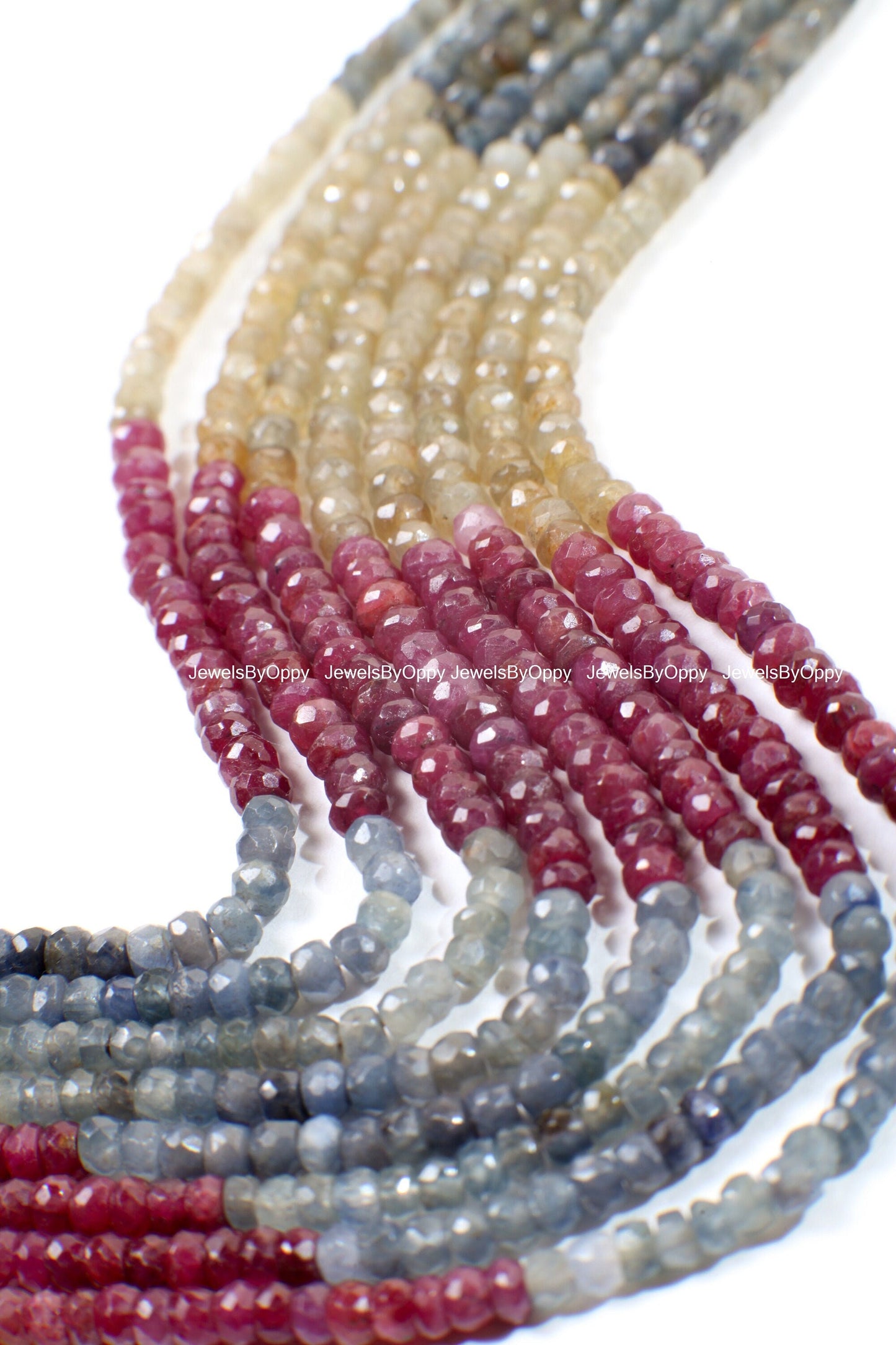 Multi Natural Sapphire 4mm Rondelle Gemstone DIY Jewelry Making Beads in 6"/13" Strand