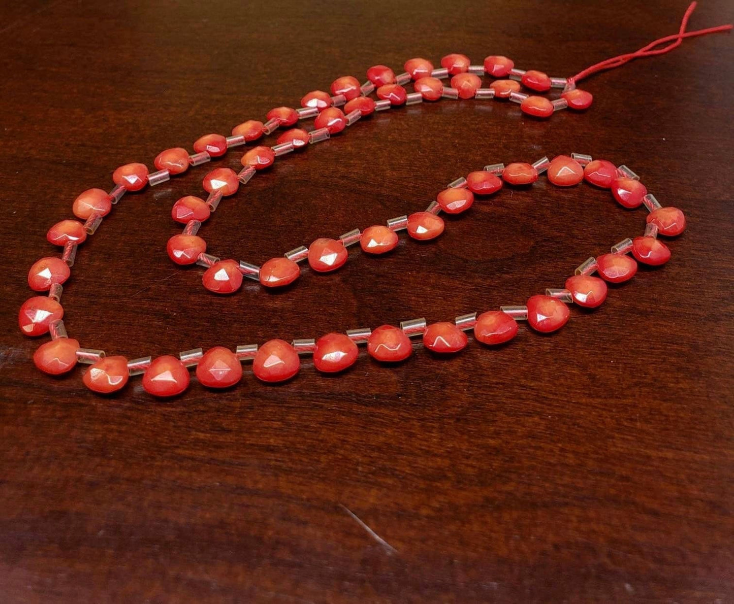 Genuine bamboo coral faceted heart broilet drops AAA quality rare shape gemstone beads for jewelry making , 16" strand, 54 pcs