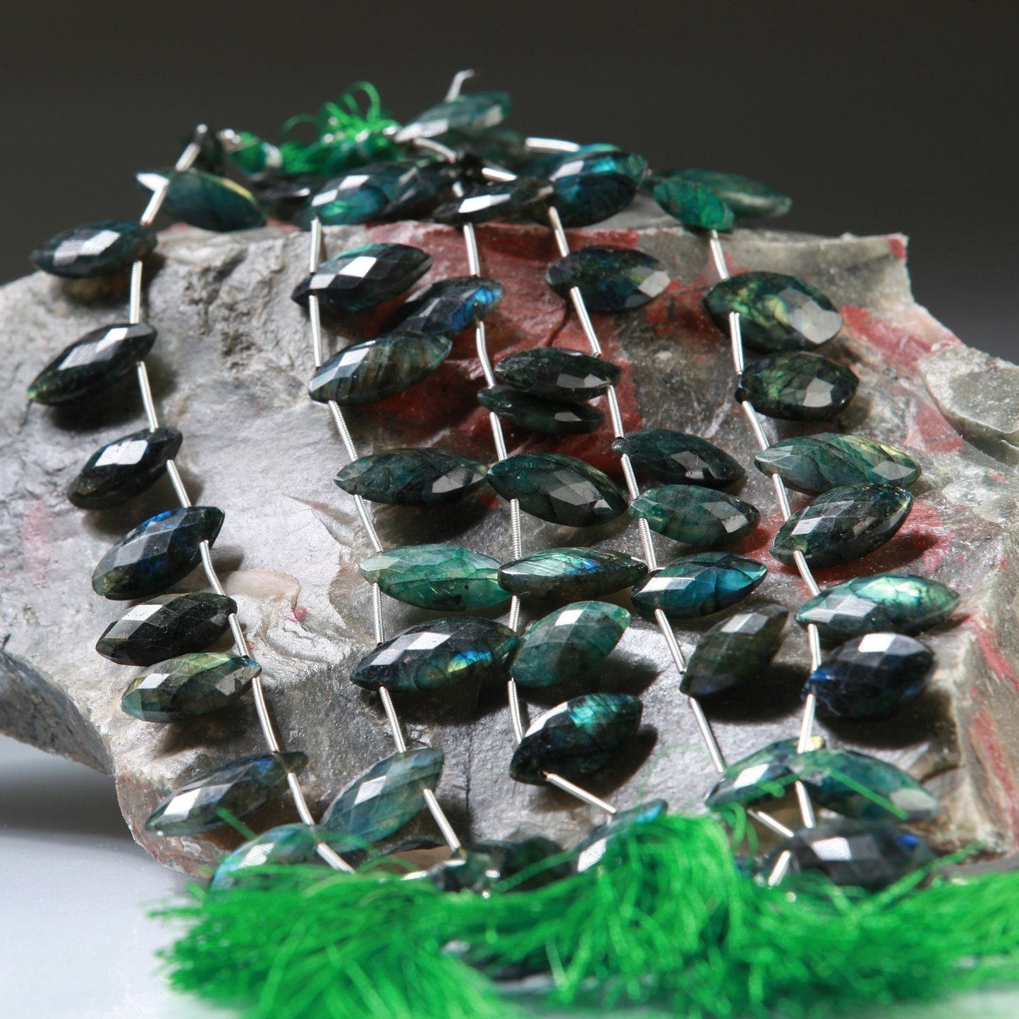 Natural Labradorite Faceted Marquise Drop Beads Blue Green Flashy 8x15-17mm Gemstone 10 pcs ,Jewelry Making Beads