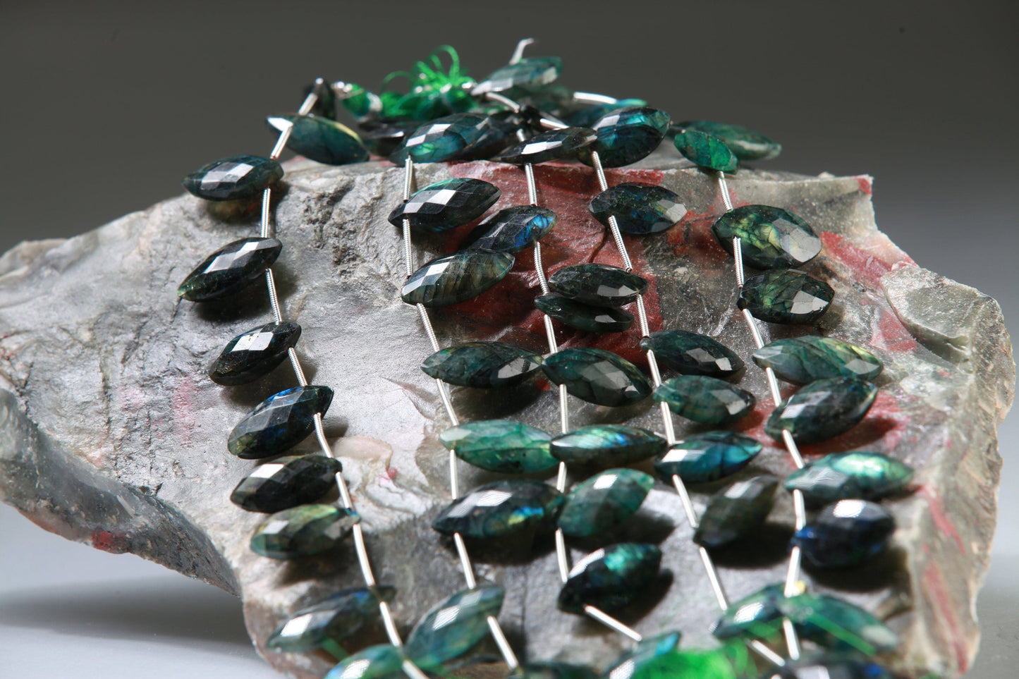 Natural Labradorite Faceted Marquise Drop Beads Blue Green Flashy 8x15-17mm Gemstone 10 pcs ,Jewelry Making Beads