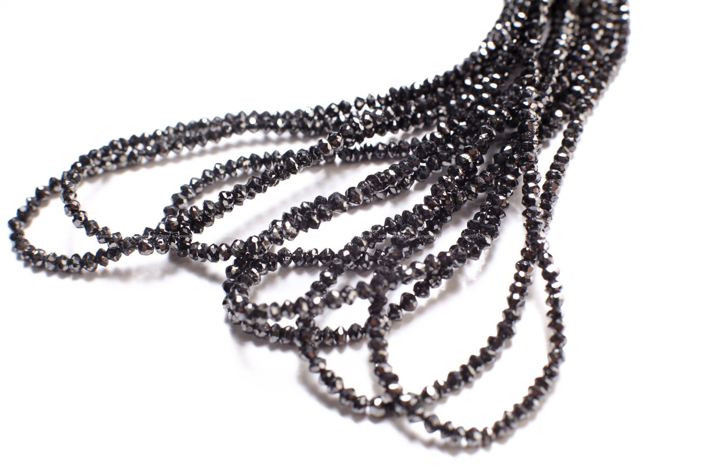 Natural Black Diamond Faceted Roundel Bead, AAA Quality 2-3mm Diamond Bead for Jewelry making. 1" to 15" full strand 12 cts