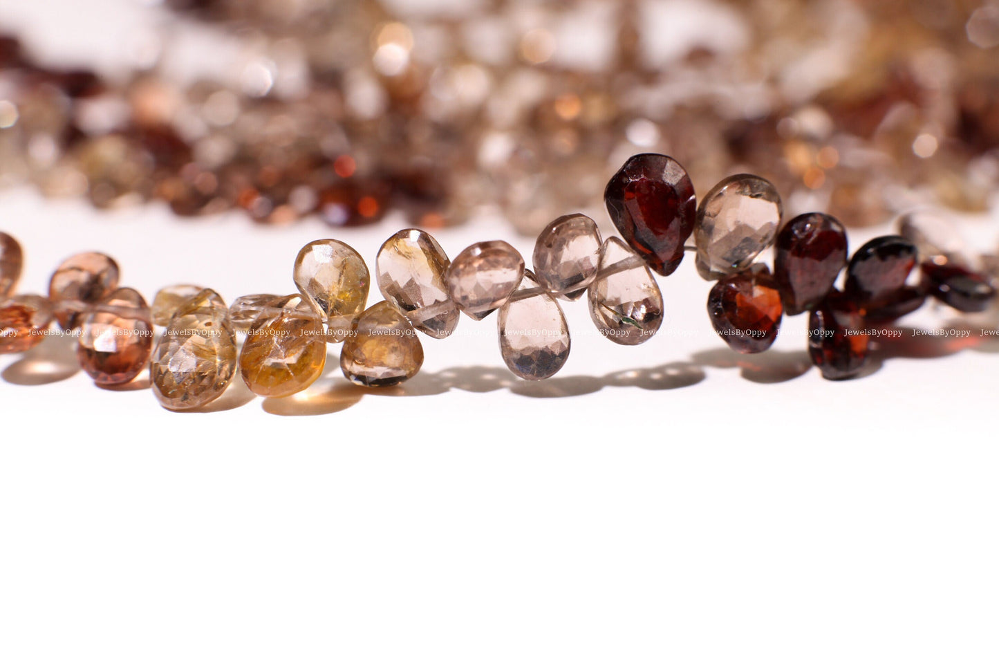 Natural Multi Brown Zircon 4x6-7mm Shaded Micro Faceted Diamond Cut Pear Drop Gemstone Beads Teardrop 4", 9" Strand