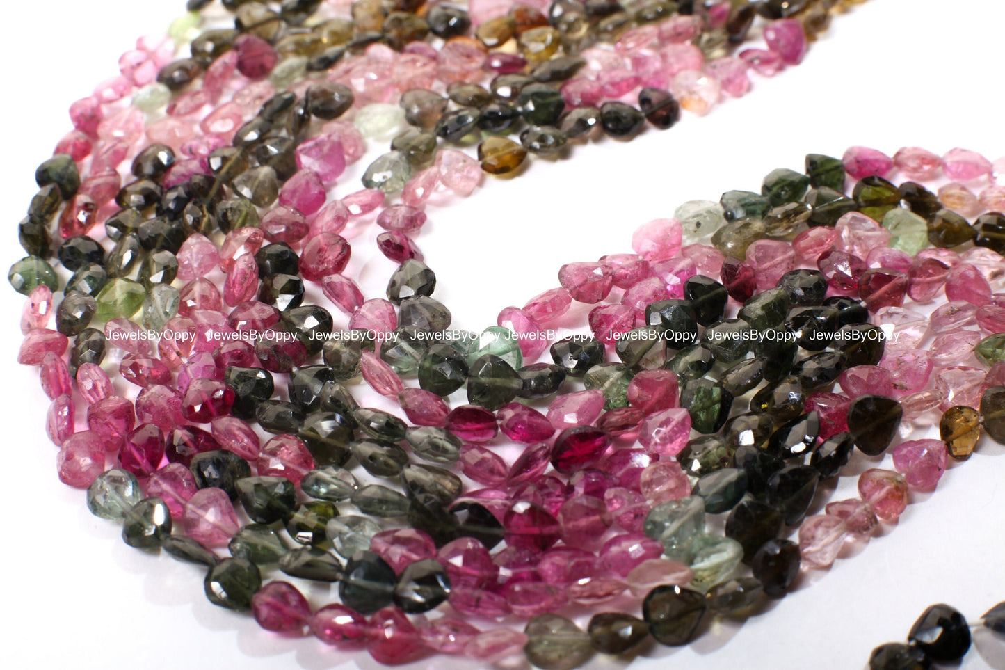 Natural Multi Watermelon Tourmaline Faceted Heart Shape Teardrop Gemstone 5.5-6mm Beads 14" Strand