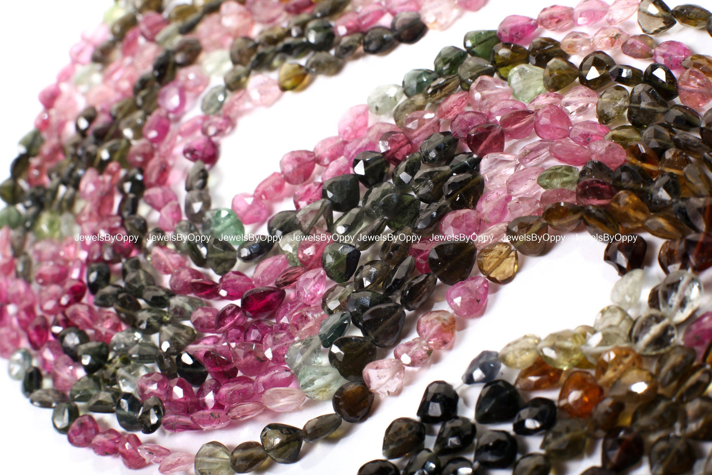 Natural Multi Watermelon Tourmaline Faceted Heart Shape Teardrop Gemstone 5.5-6mm Beads 14" Strand