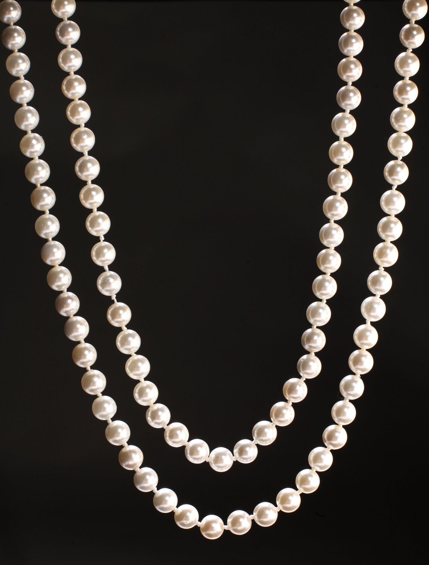 64" Hand Knotted Pearl Necklace Seashell South Sea Pearl 8.5mm Round Beads Statement White Long Double, Triple Layer Necklace 174 Pcs,Bridal
