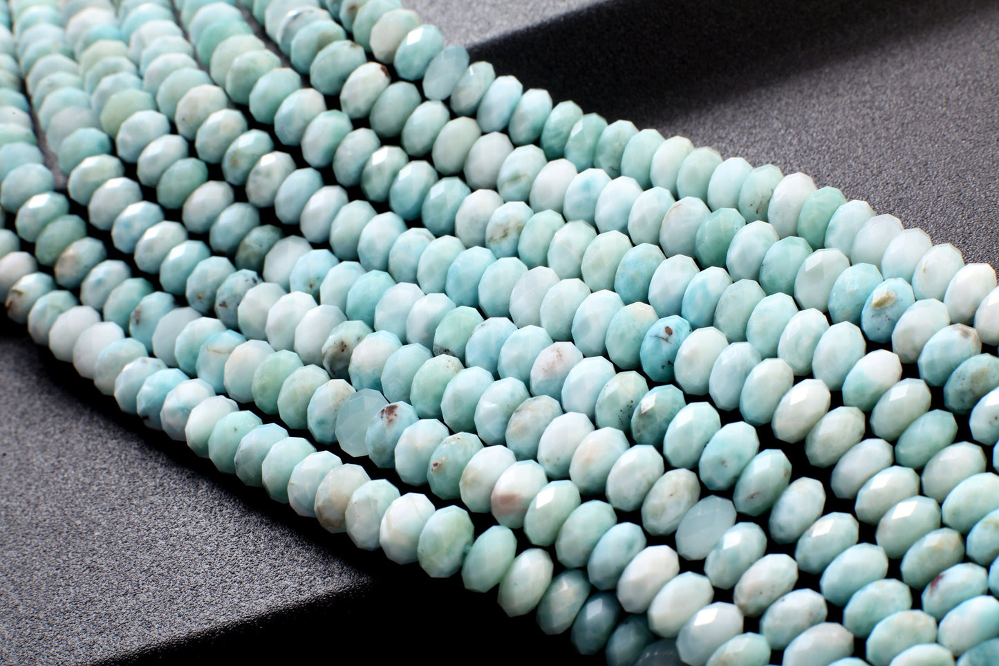 Genuine Larimar Gemstone 7.5-8mm faceted AAA Roundel 925 Sterling silver Bracelet , healing gemstone beads, high Quality Gift