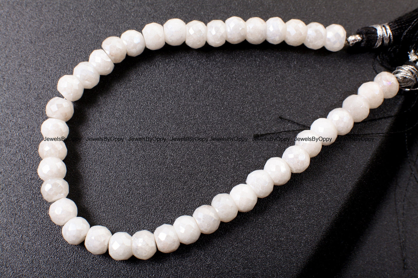 Silverite Sapphire Rondelle, Natural White Sapphire Faceted Roundel 7-7.5mm, Jewelry Making Earrings, Bracelet, Necklace Gemstone Beads 8"