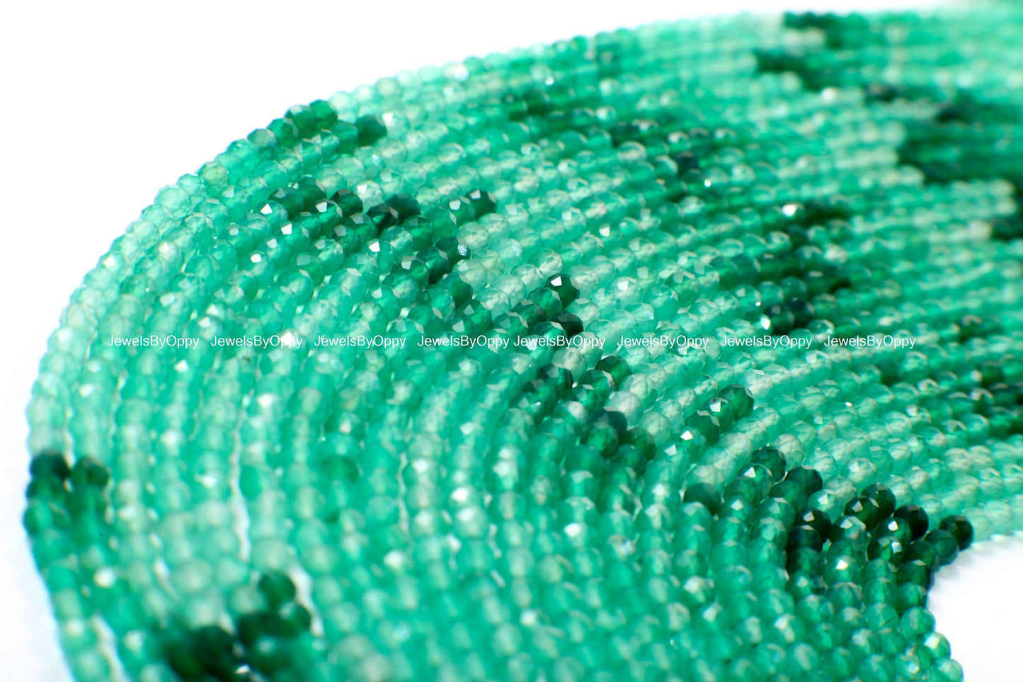 Green Onyx Shaded Faceted 3mm Round Jewelry Making Bracelet, Necklace Earrings Gemstone Beads 12.5" Strand