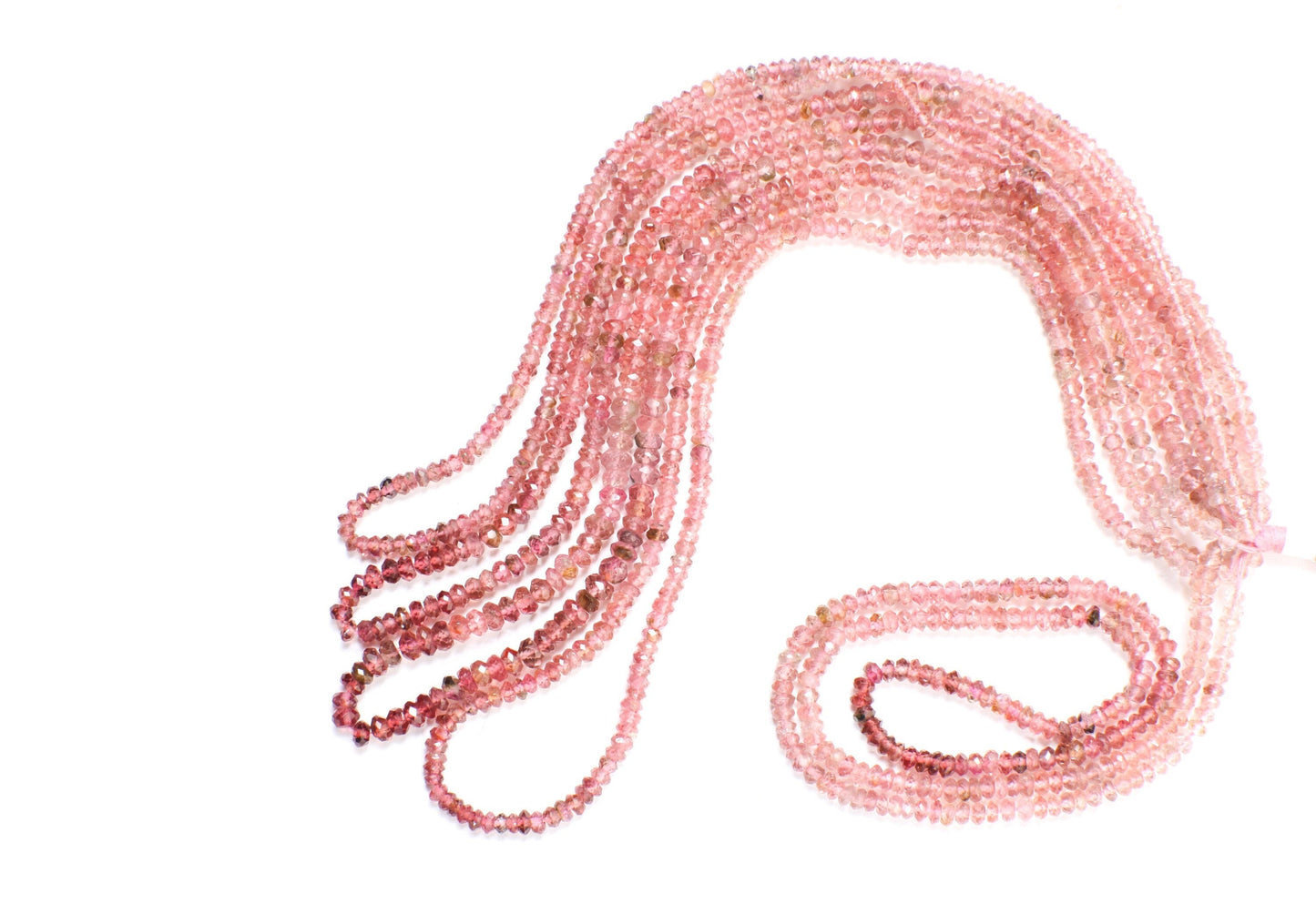 Pink Tourmaline Rondelle, Natural Umbre Rare Laser Cut 2.5-4mm Faceted Diamond Micro Cut Roundel DIY Jewelry Making Gemstone Bead 15" Strand