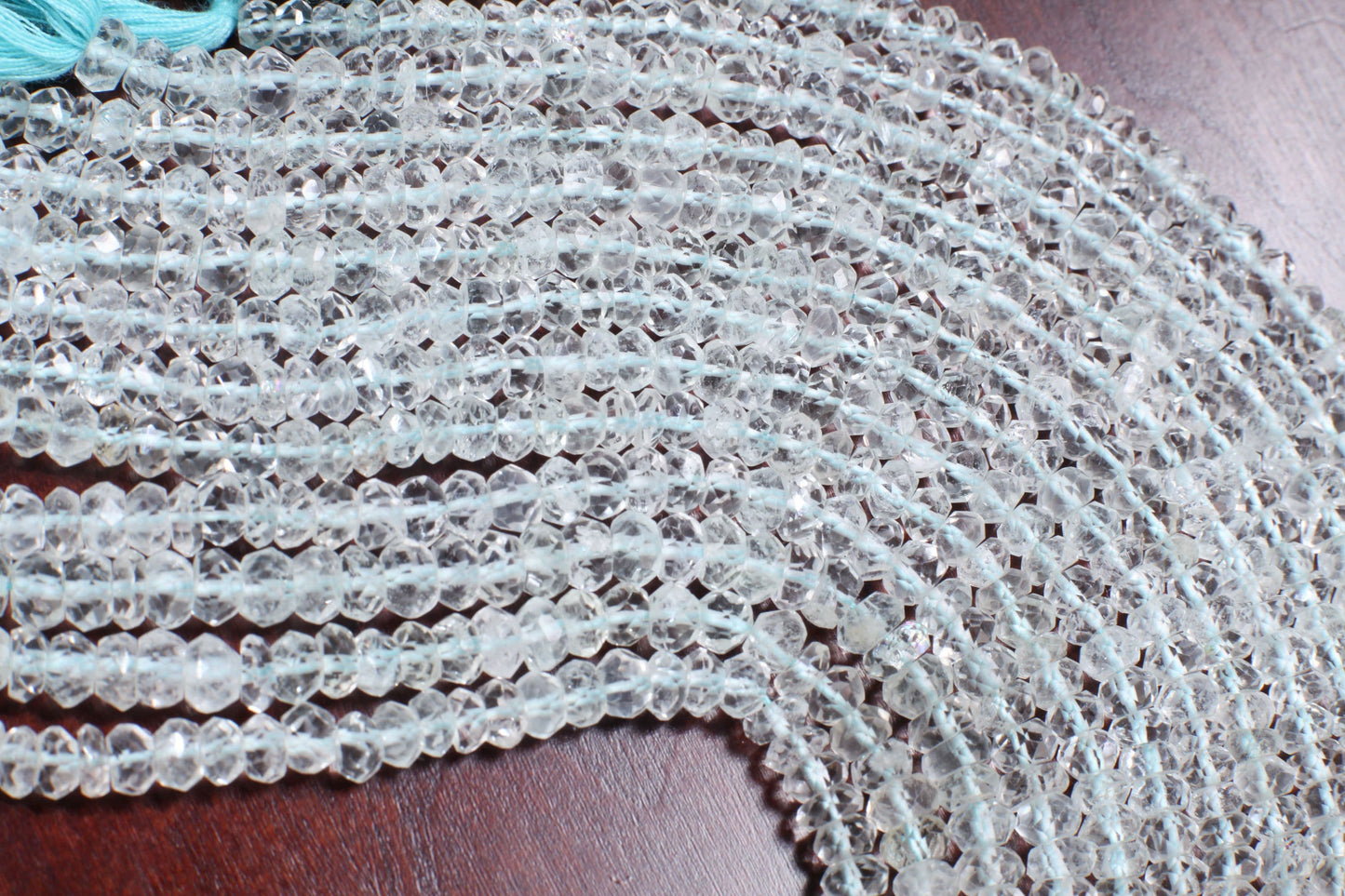 Aquamarine Faceted Rondelle 5-6mm, Jewelry Making Necklace, Bracelet, DIY Gemstone Beads 13" Strand