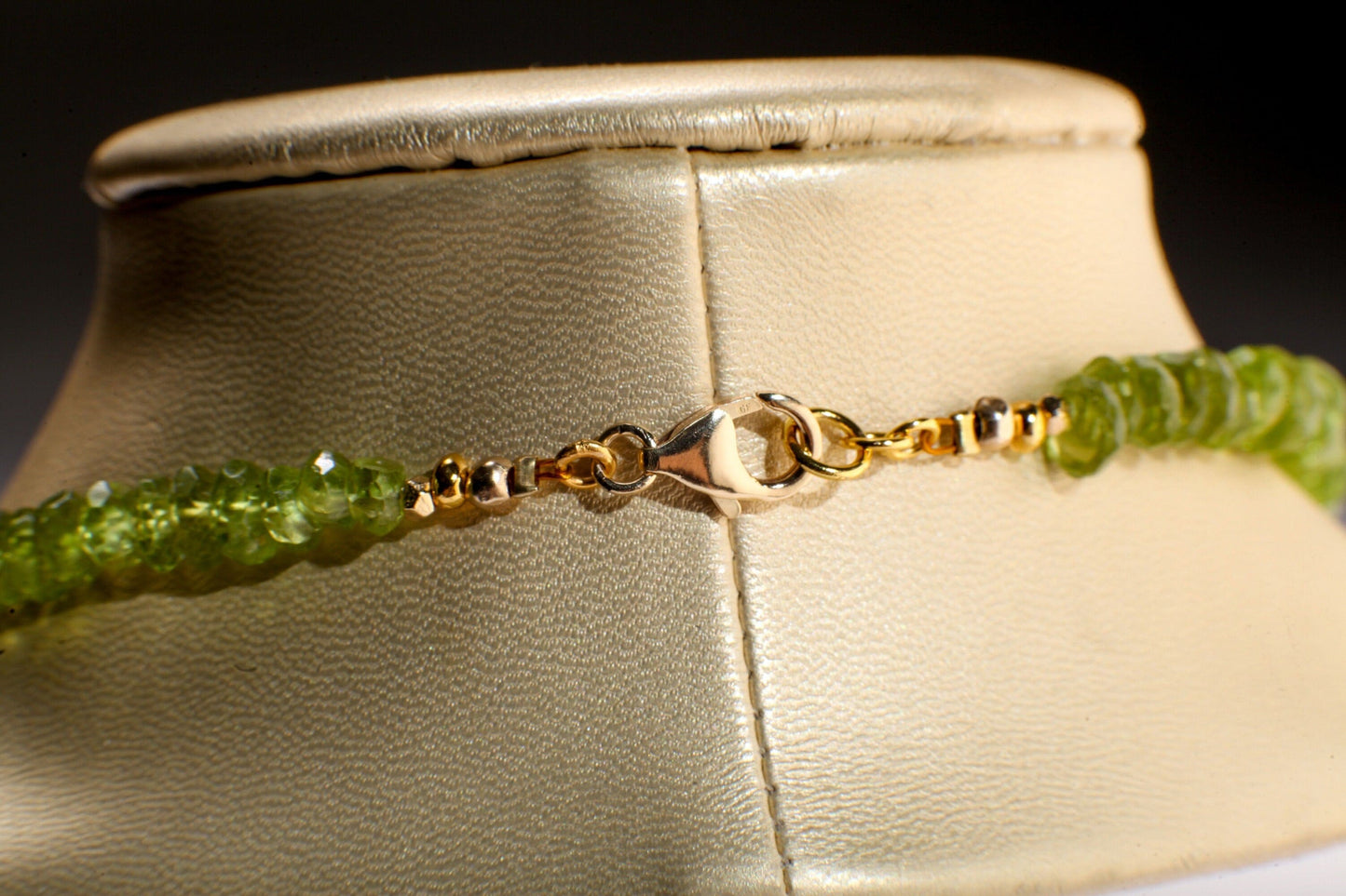 Natural Raw Peridot Graduated Tumbled Faceted Rondelle 6-14mm Gemstone Beads, One of a Kind Rare Necklace with 14K Gold Filled Clasp 19.5"