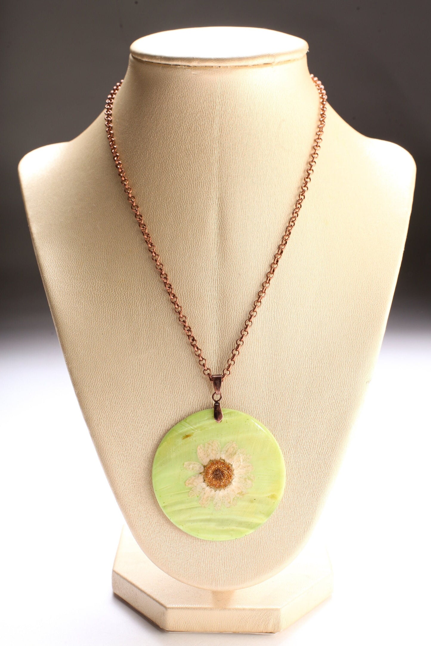 Nature Shell Mother of Pearl Electroplated Pendant with 20" Copper Rolo Chain, Vintage Necklace, Gift for Her, Mother's Day Gift