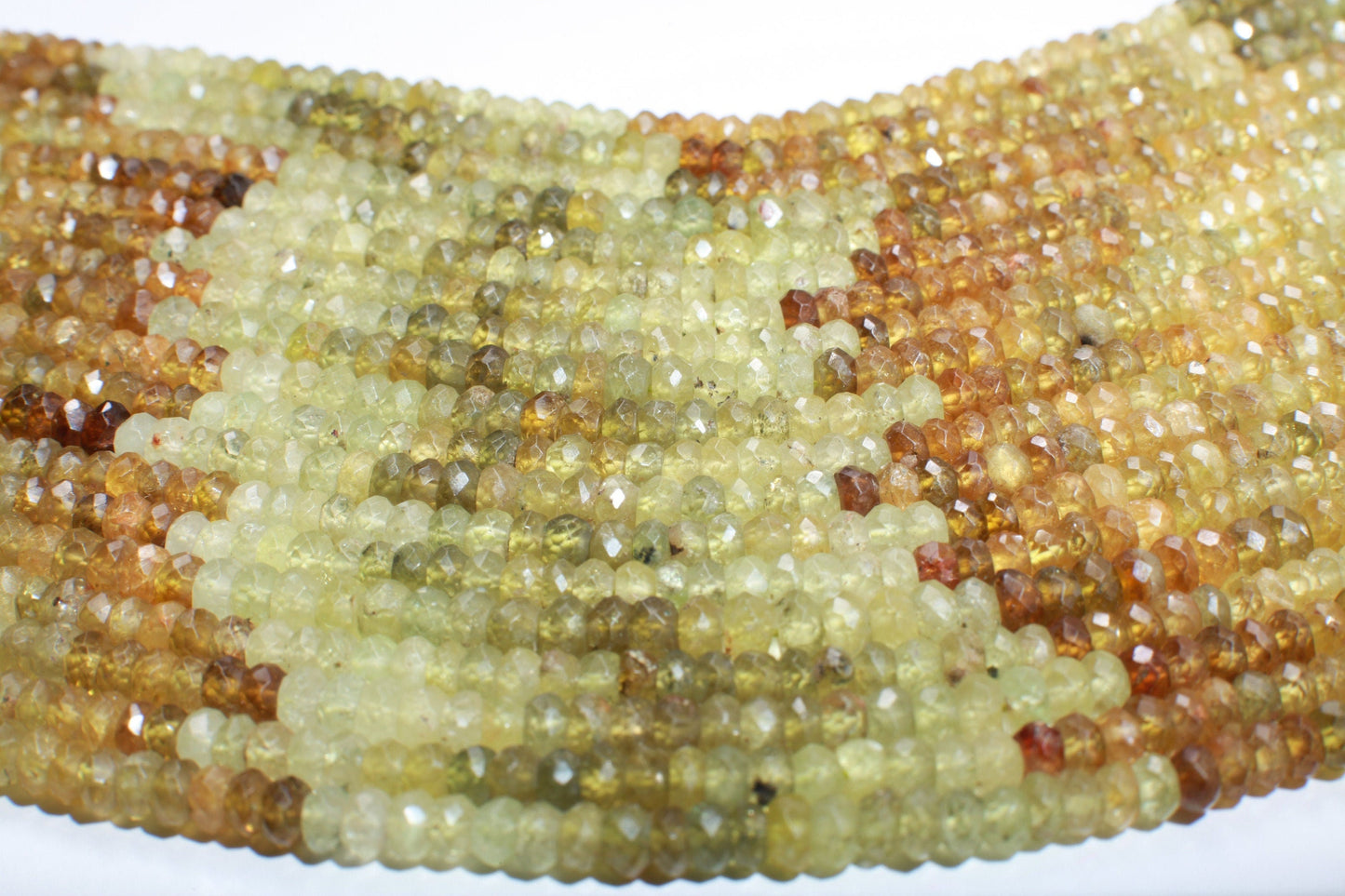 Grossular Garne 4mm Faceted Roundel Diamond Cut, natural gemstone, DIY Jewelry Making Gemstone 13.5" Strand