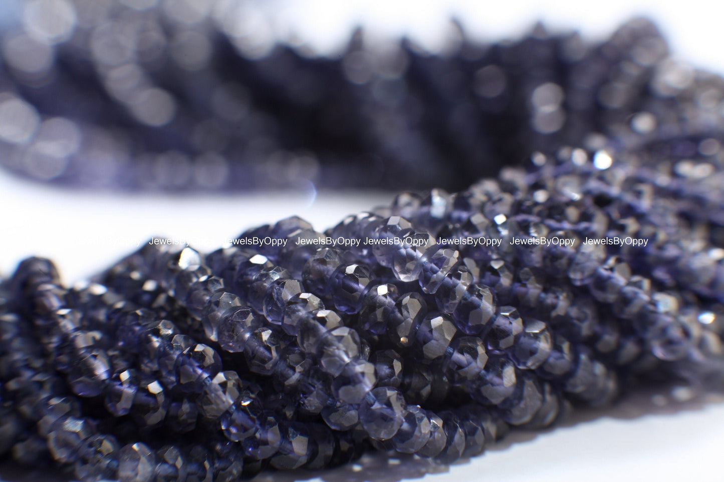 Iolite Rondelle 4.5-5mm Beads, Natural Iolite Micro Faceted Gemstone Jewelry Making Beads 12" Strand