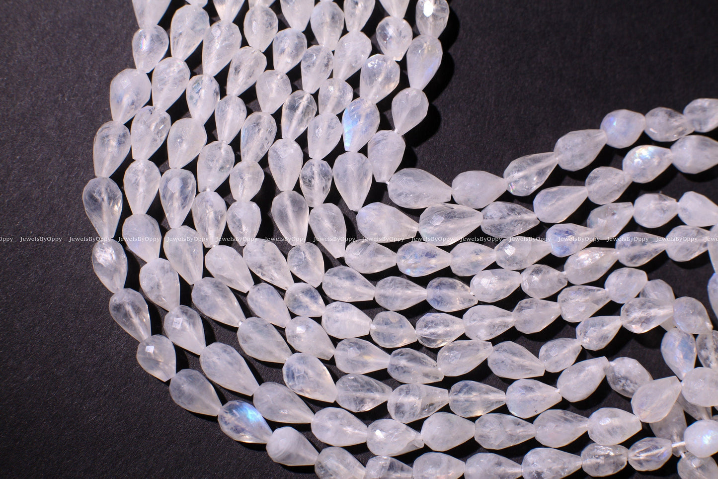 Rainbow Moonstone Faceted Briolette 6x8-9mm Gemstone, July Birthstone, Jewelry Making Beads, Natural Gemstone Drop 10" Strand ,approx. 30pcs