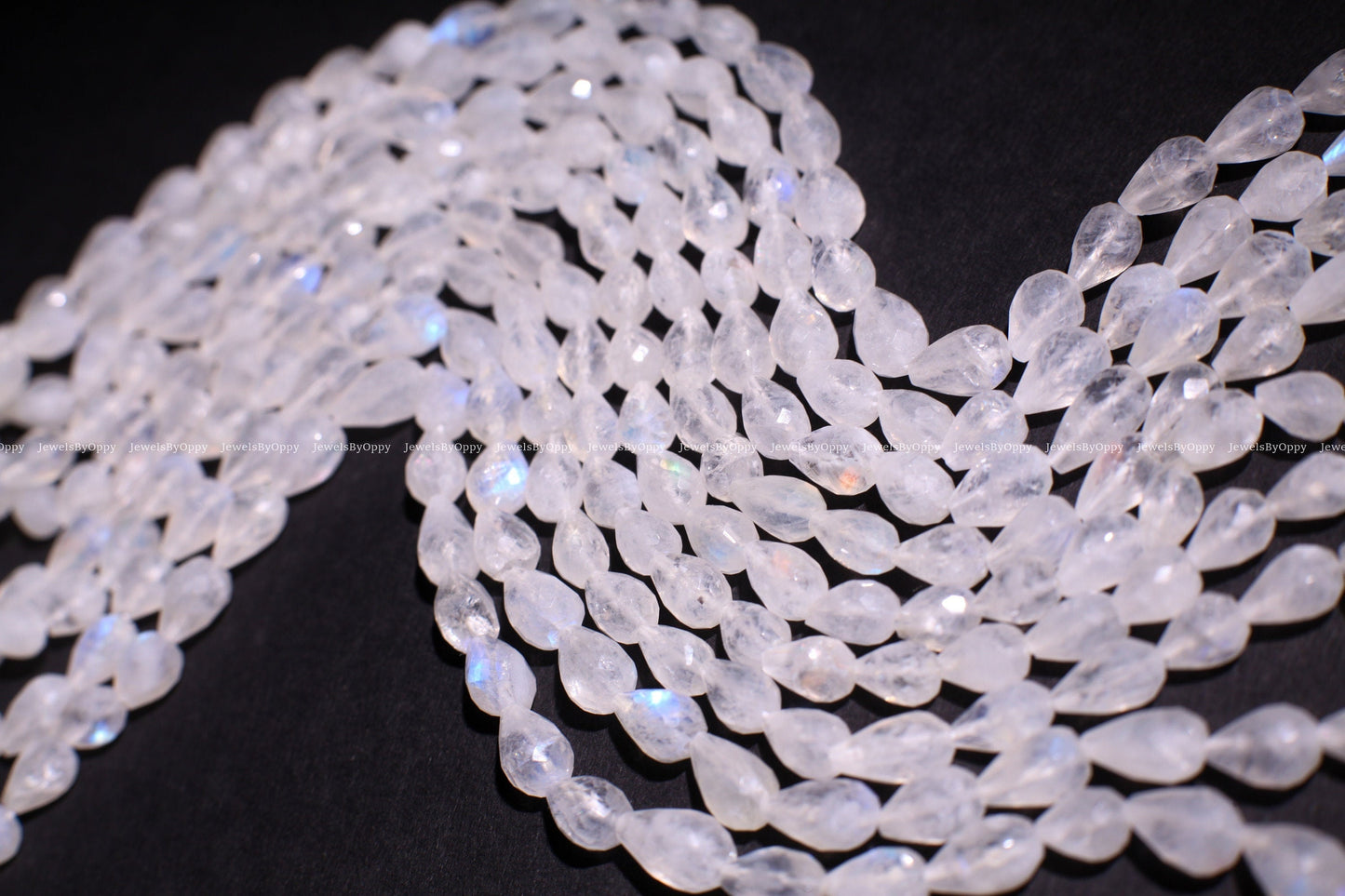 Rainbow Moonstone Faceted Briolette 6x8-9mm Gemstone, July Birthstone, Jewelry Making Beads, Natural Gemstone Drop 10" Strand ,approx. 30pcs