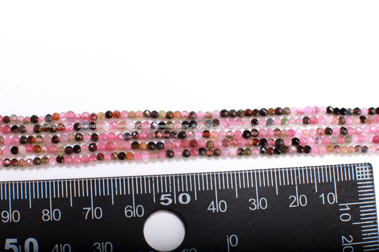 Natural Watermelon multi Tourmaline 2mm Faceted Micro Diamond Cut Round 15.5" Strand