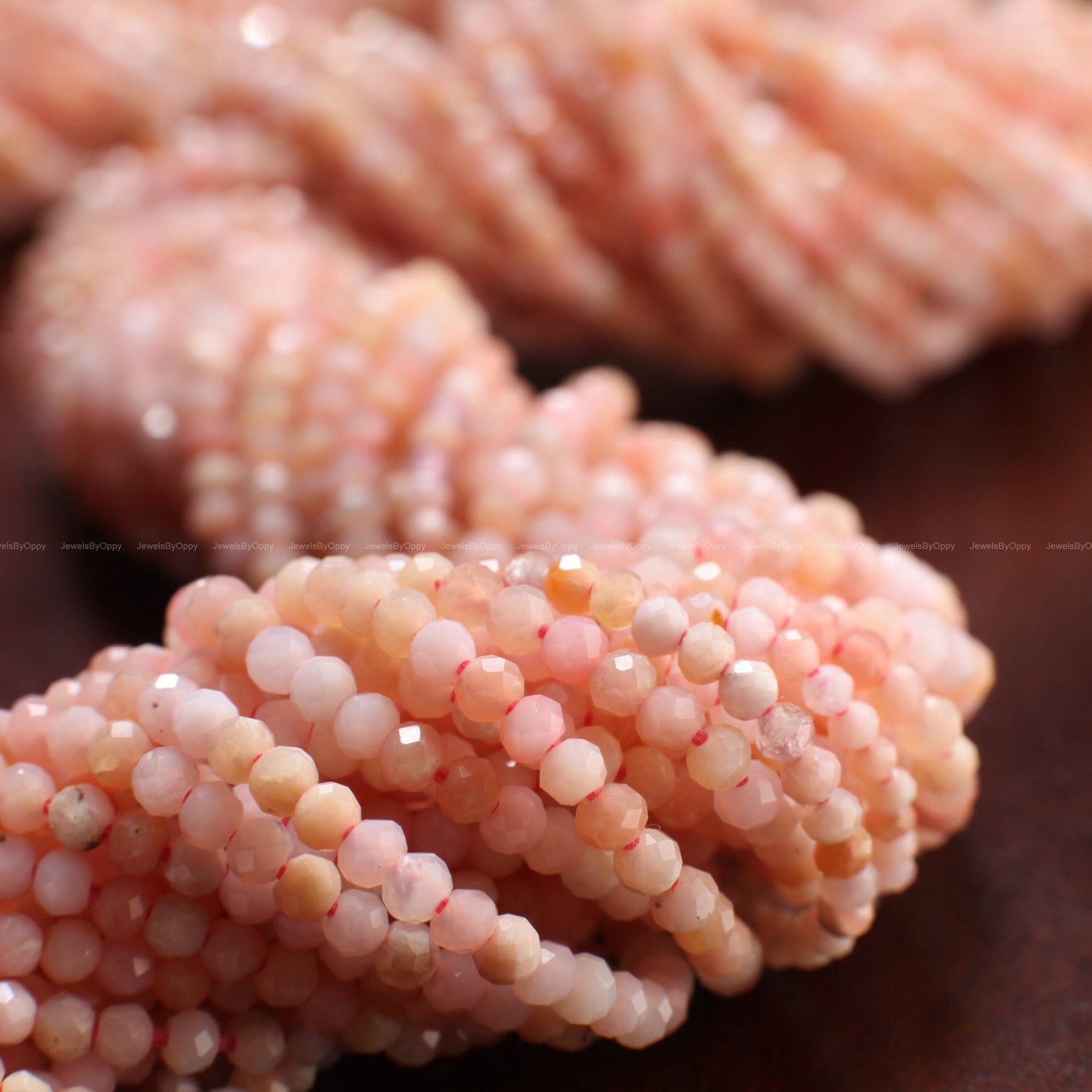 Pink Opal Rondelle, 2, 2.5, 3mm Natural Peruvian Pink Opal Faceted Roundel, Jewelry Making Gemstone Beads 13" Strand