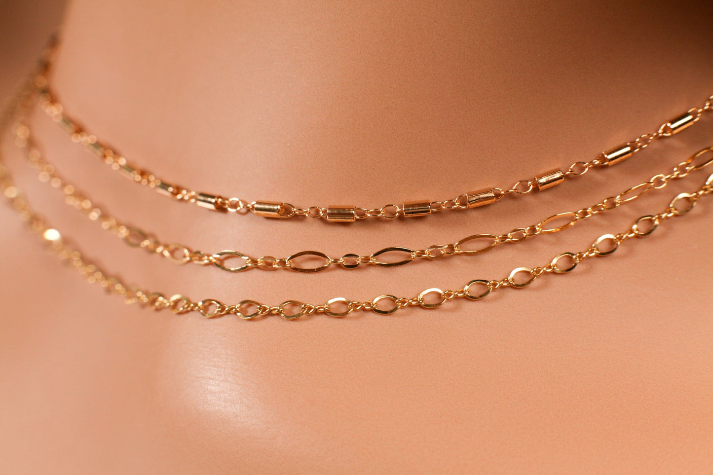 14K Gold Filled Finished Chain with Clasp, Made in Italy, High Quality, 14/20 Gold Filled Choker Layering Necklace. Available in 14"- 36"