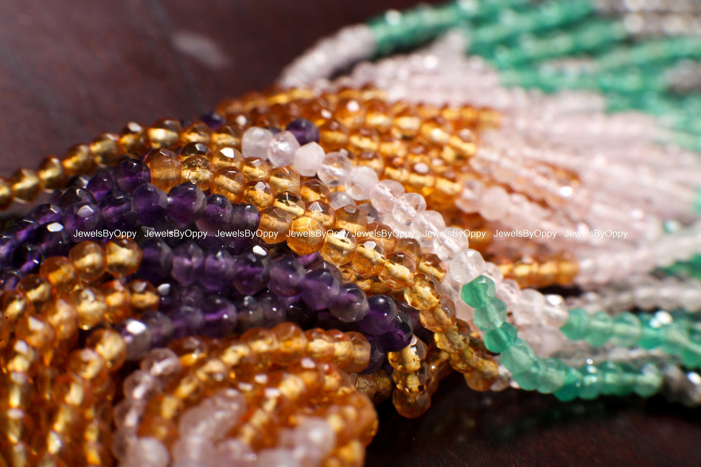 Multi Faceted Rondelle, 4mm Black Spinel, Labradorite, Green Onyx, Rose Quartz, Citrine, Amethyst Shaded Natural Gemstone Bead, 13" Strand