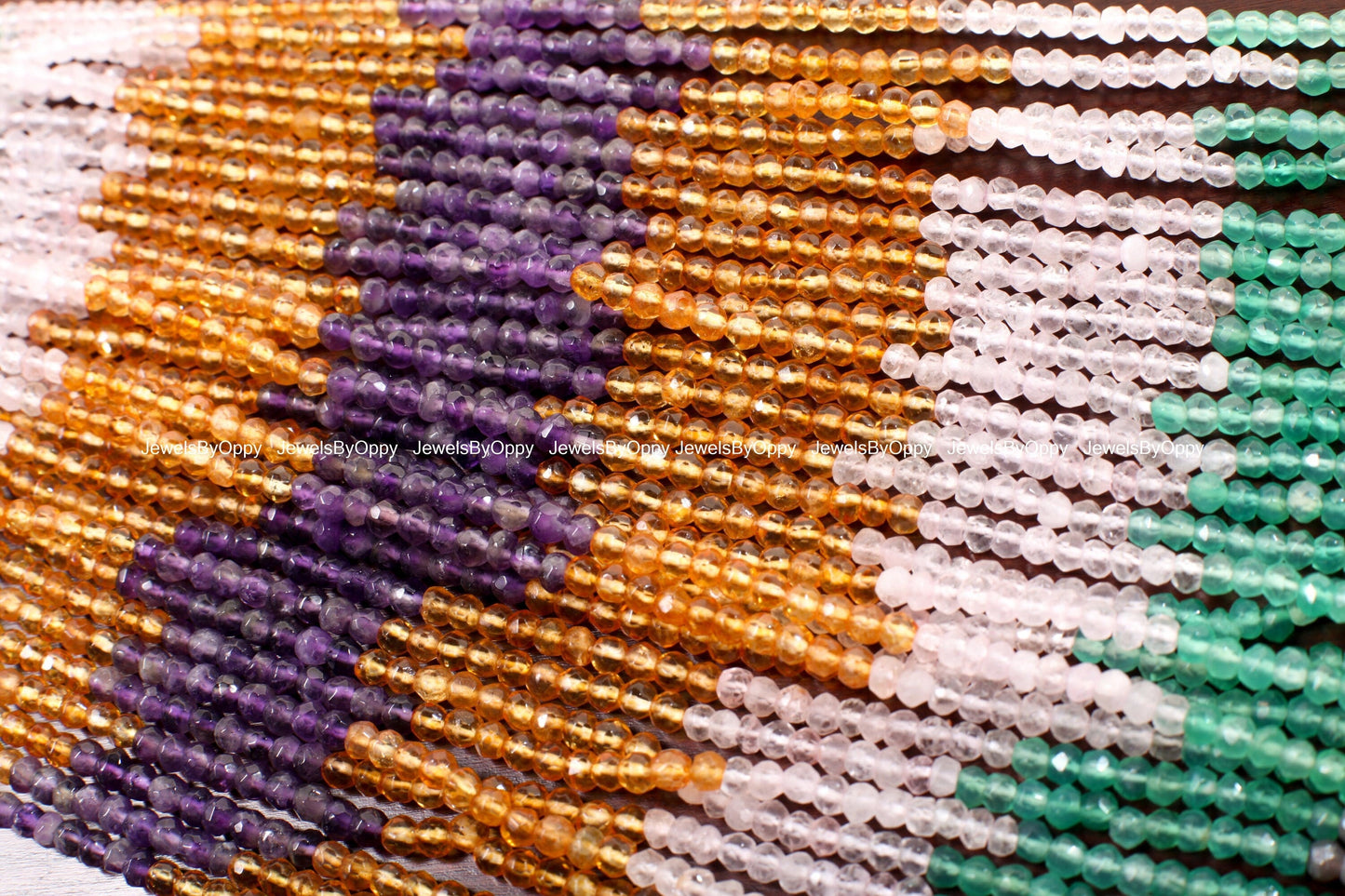 Multi Faceted Rondelle, 4mm Black Spinel, Labradorite, Green Onyx, Rose Quartz, Citrine, Amethyst Shaded Natural Gemstone Bead, 13" Strand