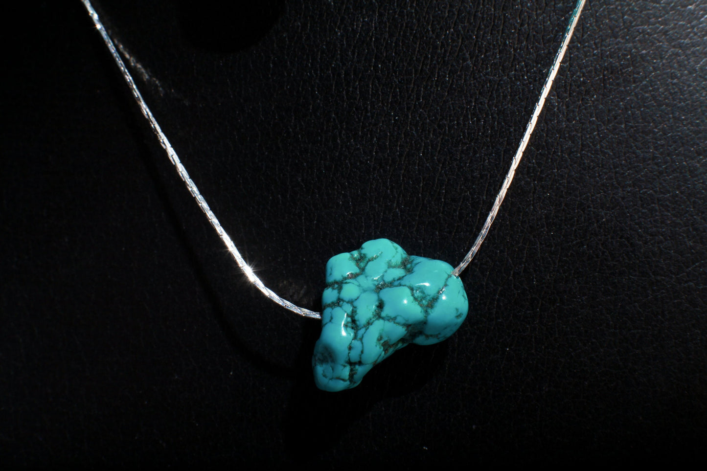 Natural Raw Turquoise Nugget Earring and Necklace Set in 16" Silver Filled Beading Chain and Ear wire Jewelry Set with 2" Extension Chain